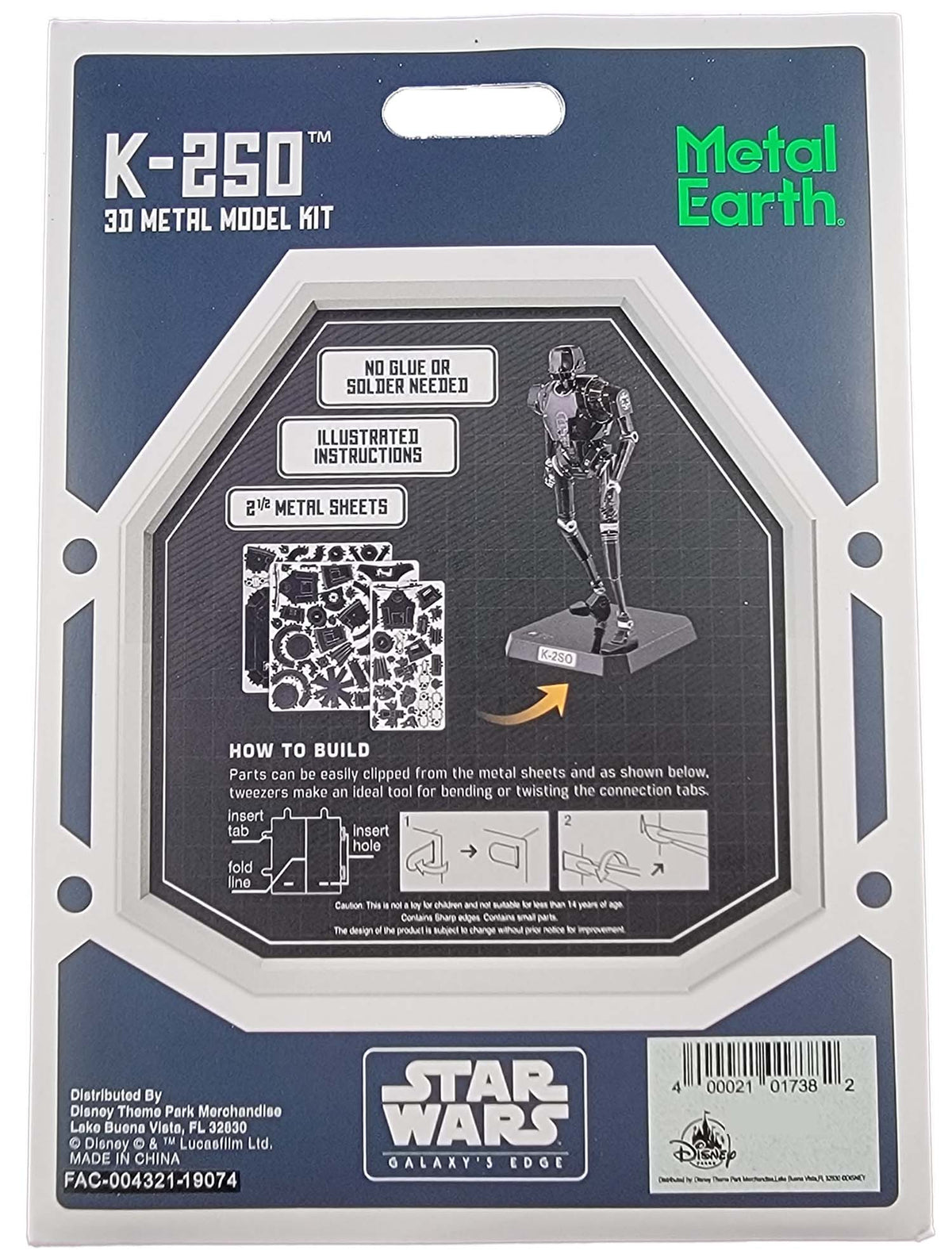 Disney Parks Metal Earth - Star Wars K-2SO Model Kit - package back