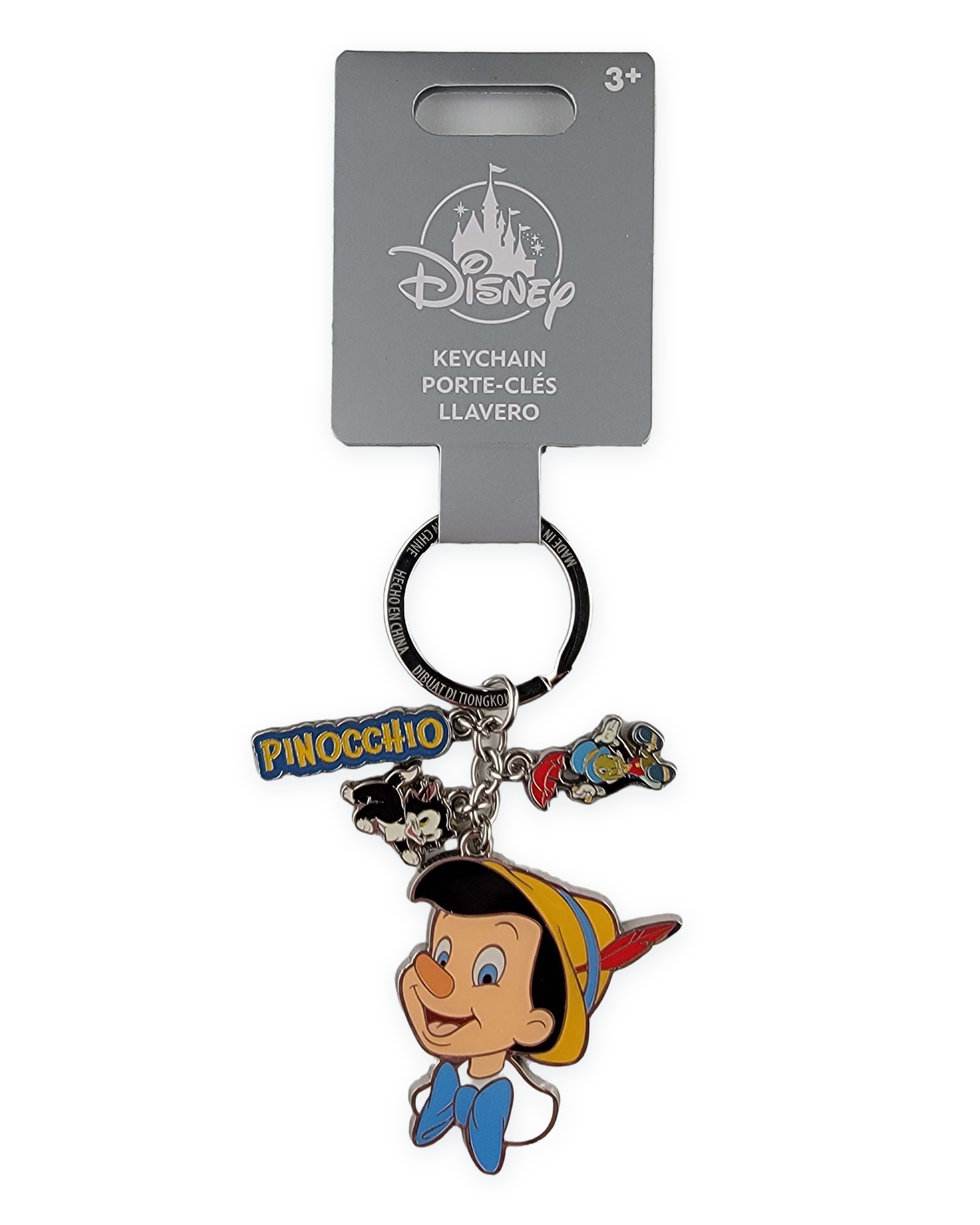 Disney Parks Keychain - Pinocchio, Figaro, and Jiminy Cricket Charms