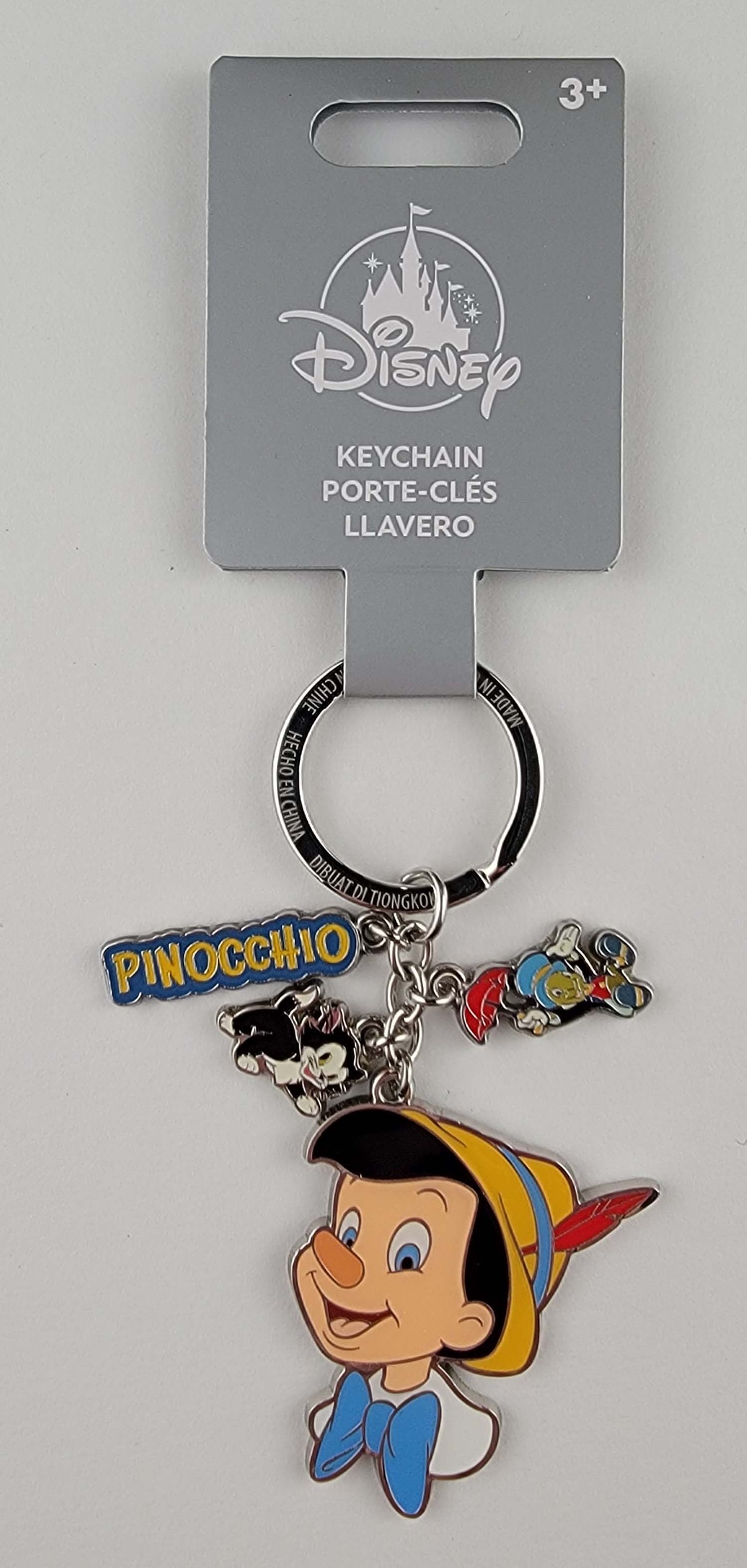 Disney Parks Keychain - Pinocchio, Figaro, and Jiminy Cricket Charms