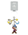 Disney Parks Keychain - Fantasia Sorcerer Mickey, Broomstick, Star & Moon Charms