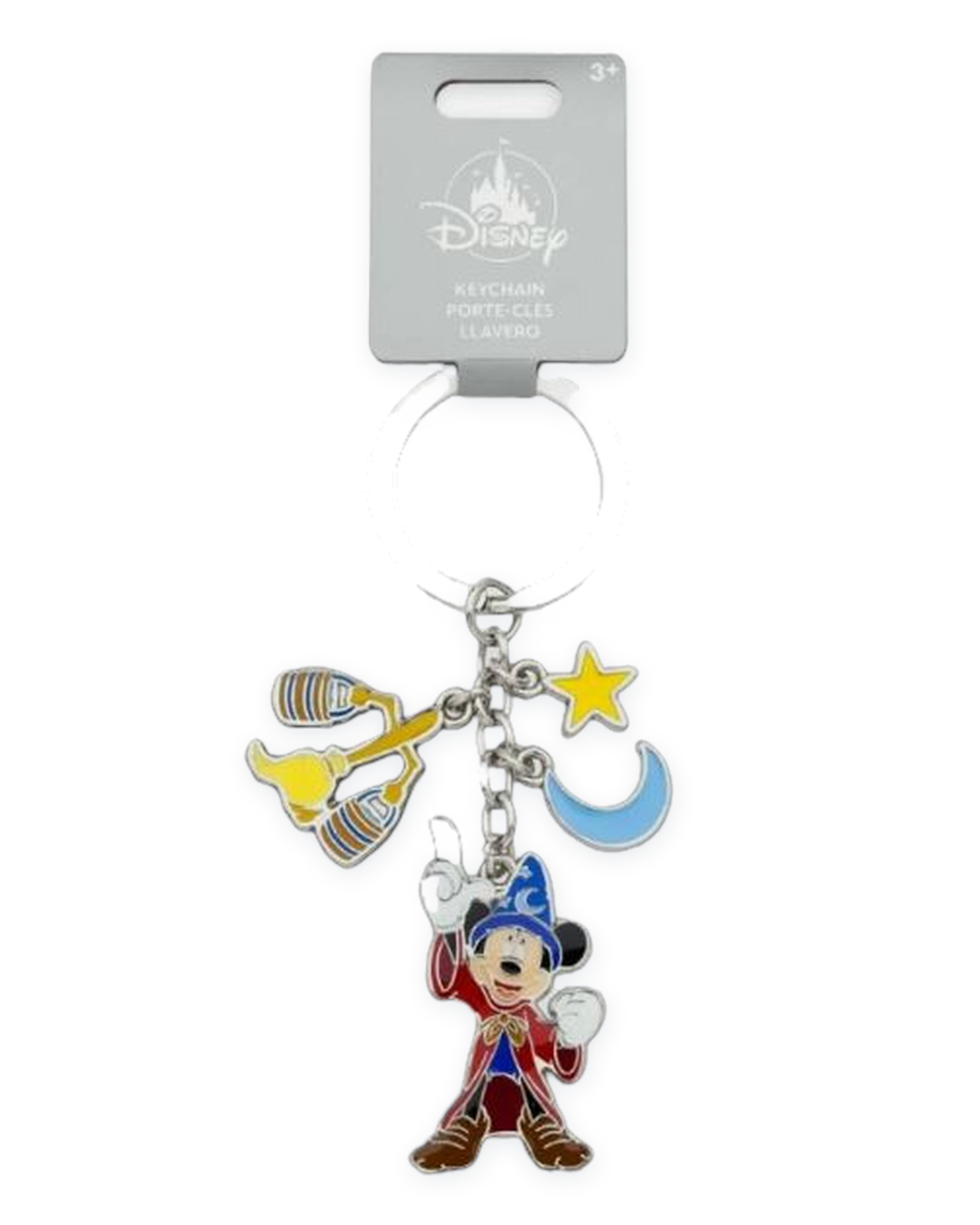 Disney Parks Keychain - Fantasia Sorcerer Mickey, Broomstick, Star & Moon Charms