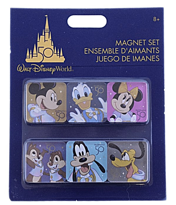 Disney Parks Magnet Set - WDW 50th Character Tiles - 6-Piece - front view