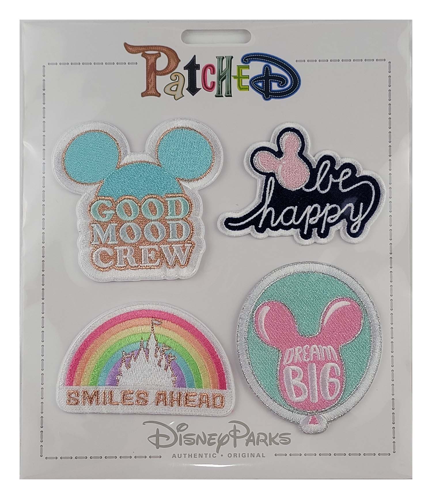 Disney Parks Patched - Good Mood Crew, Be Happy, Smiles Ahead, and Dream Big - 4 pcs - Patch