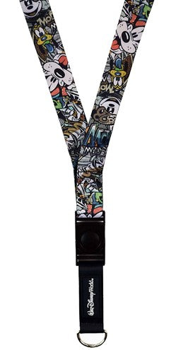 Disney Parks Pin Trading Lanyard - Graffiti Mickey and Friends - front view