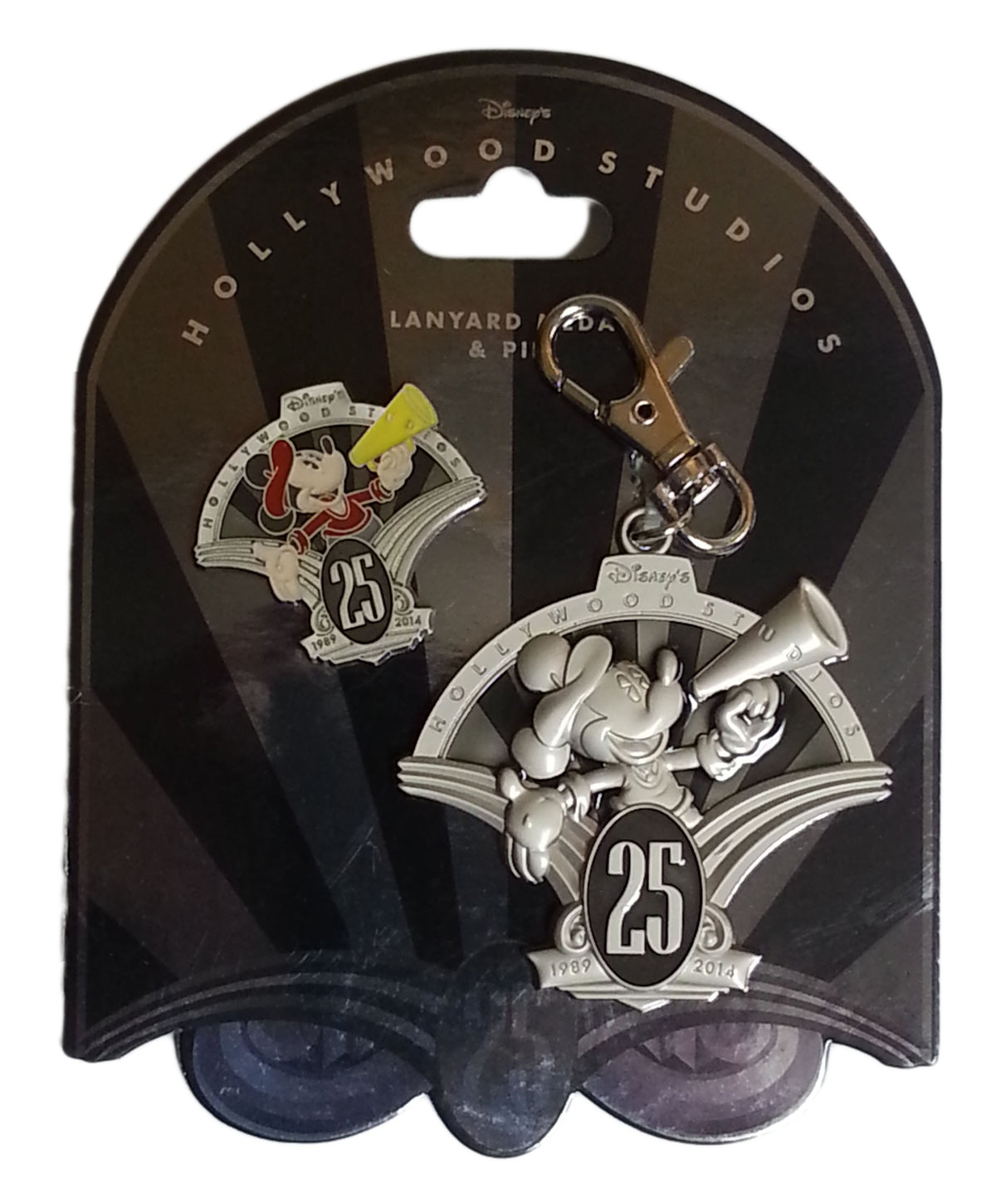Disney Pin - Hollywood Studios 25th Anniversary - Lanyard Medal & Pin Set - front view
