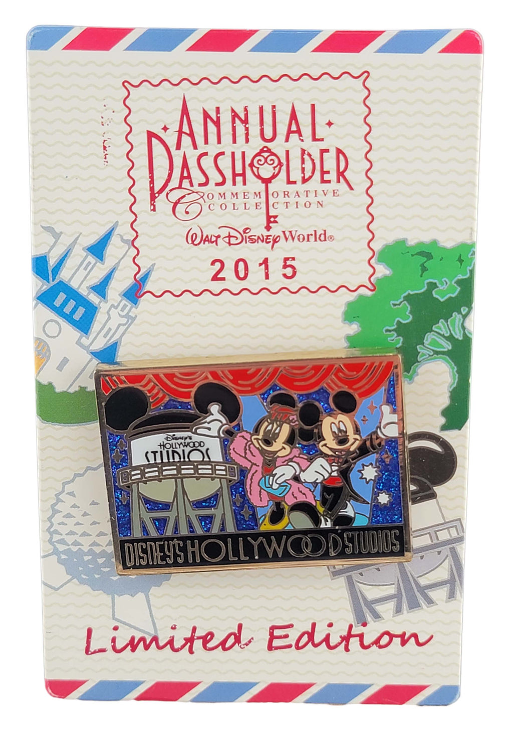 Disney Pin - Mickey and Minnie - Hollywood Studios - Postcard - Annual Passholder, view 2