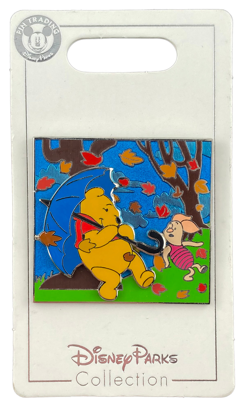 Disney Pin - Winnie the Pooh - Pooh and Piglet - Blustery Day - Umbrella - Slider - front view