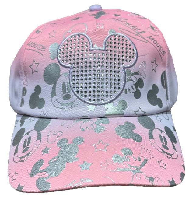 Disney Parks - Baseball Cap - Mickey Mouse Faces - Pink with Bling Icon