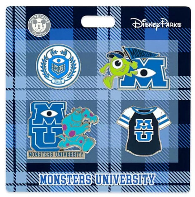 Disney Pin - Booster Set - Monsters University Insignia - 4-Pin Set - front view