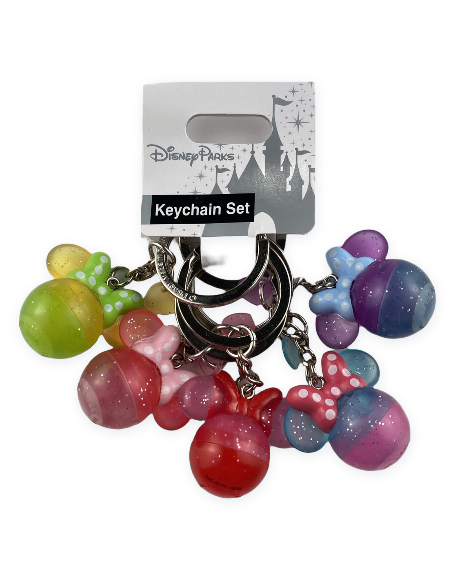 Disney Parks Keychain Set - Minnie Mouse - Glitter Bow Icons