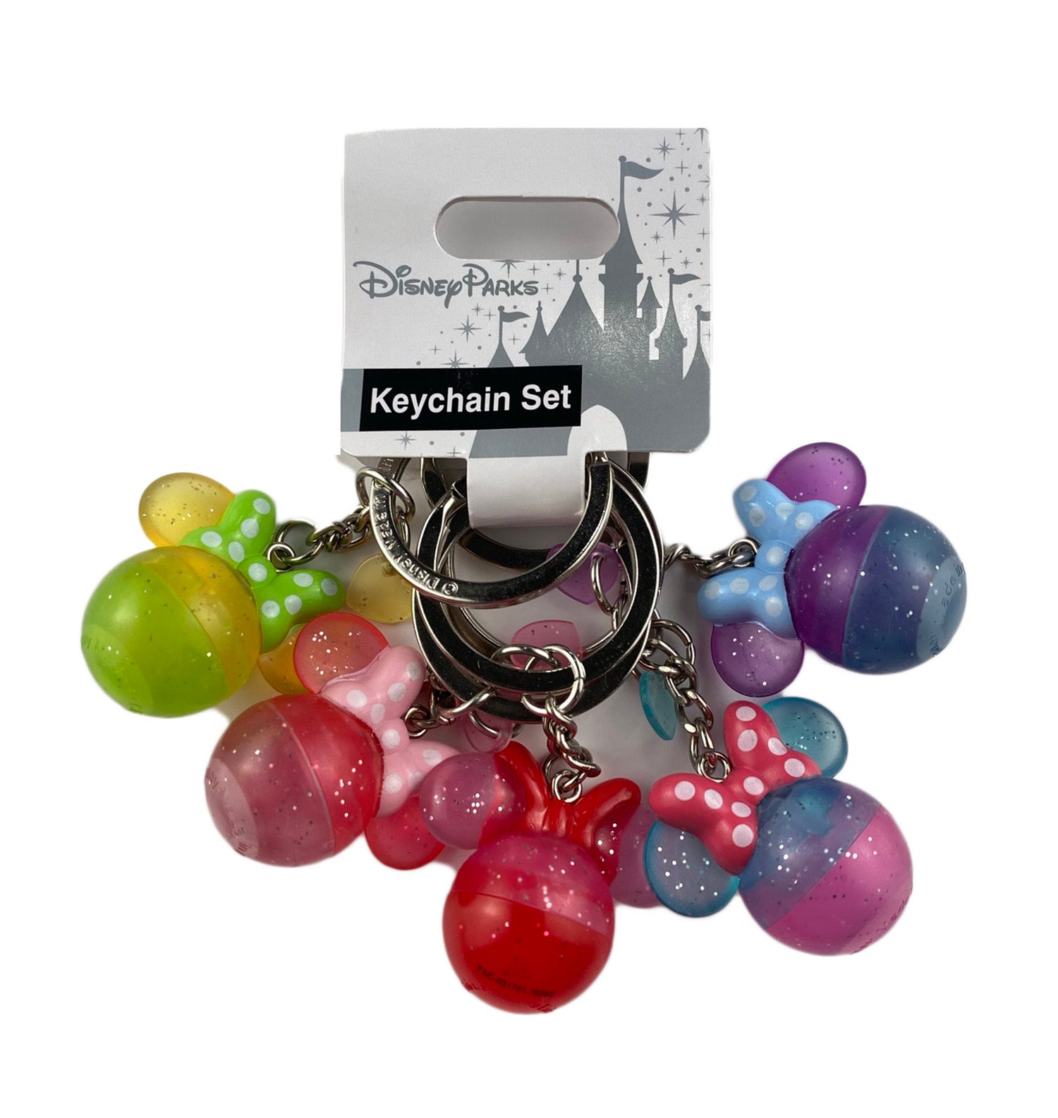 Disney Parks Keychain Set - Minnie Mouse - Glitter Bow Icons