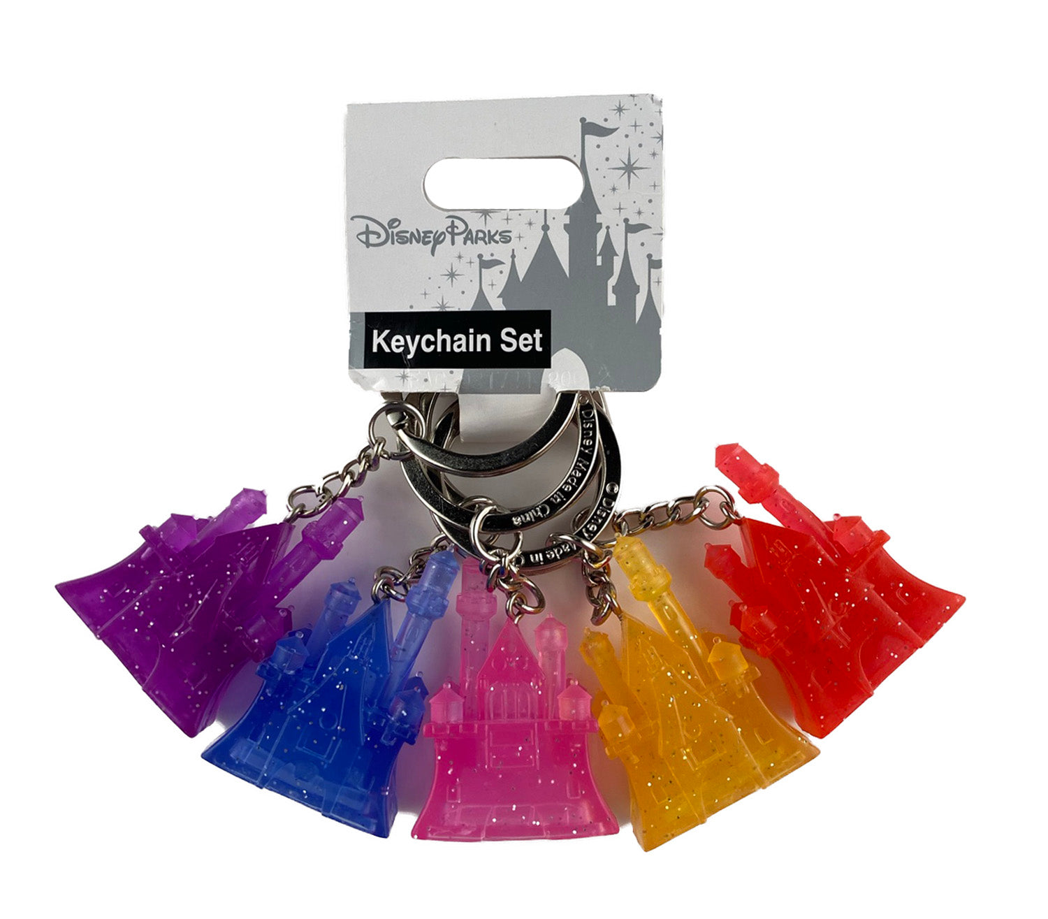 Disney Parks Keychain Set - Fantasyland Castles - Set of 5