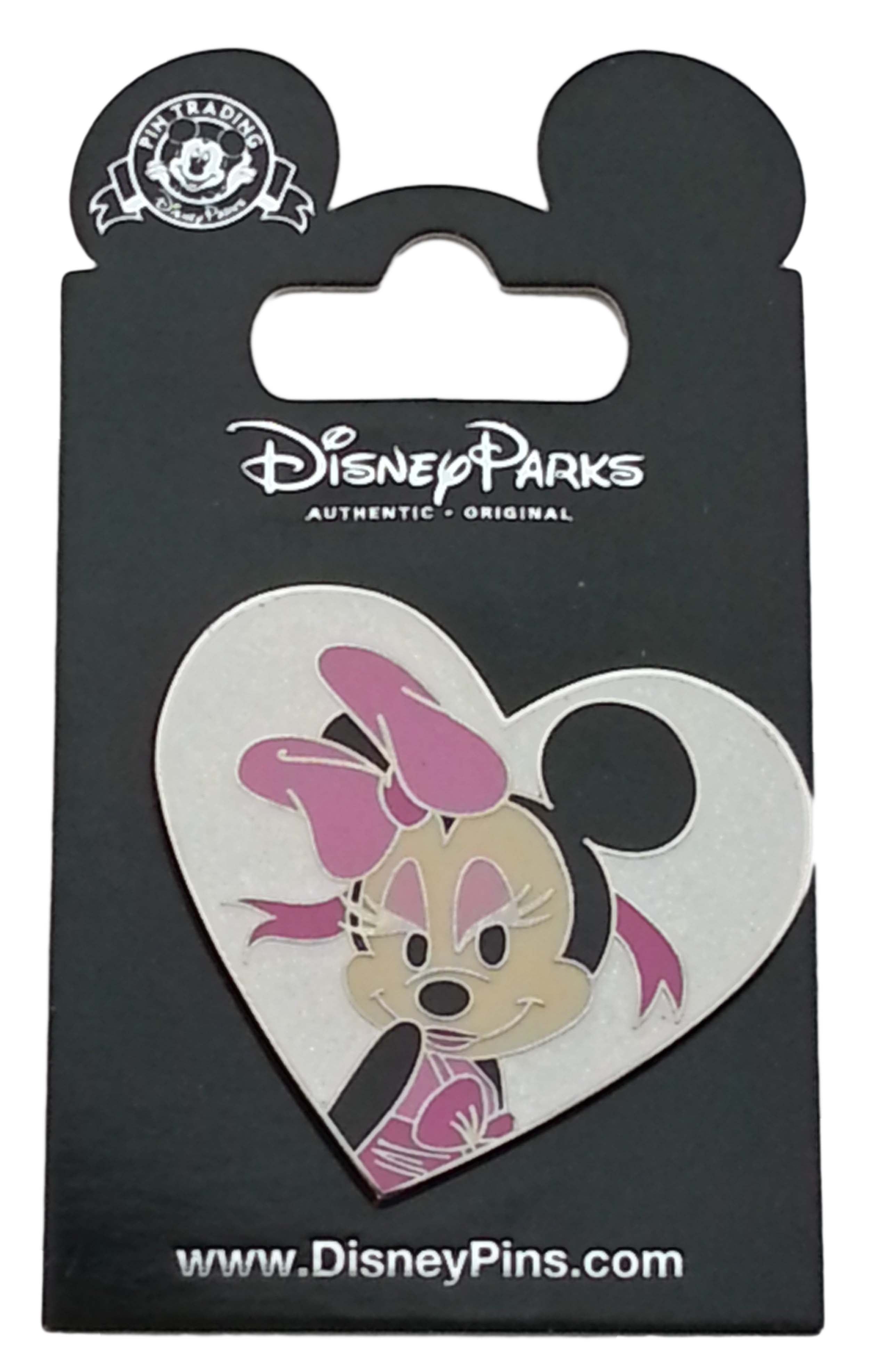 Disney Pin - Minnie Mouse - White Glitter Heart