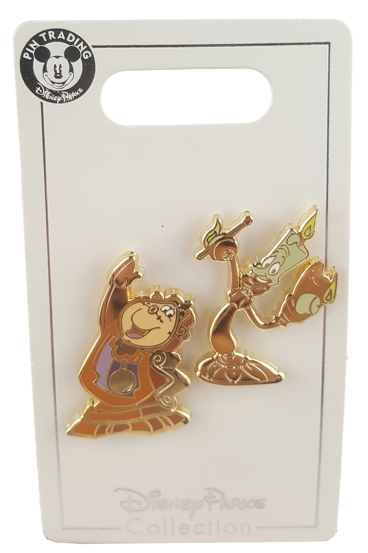 Disney Pin - Beauty and the Beast - Cogsworth and Lumiere - 2 Pin Set