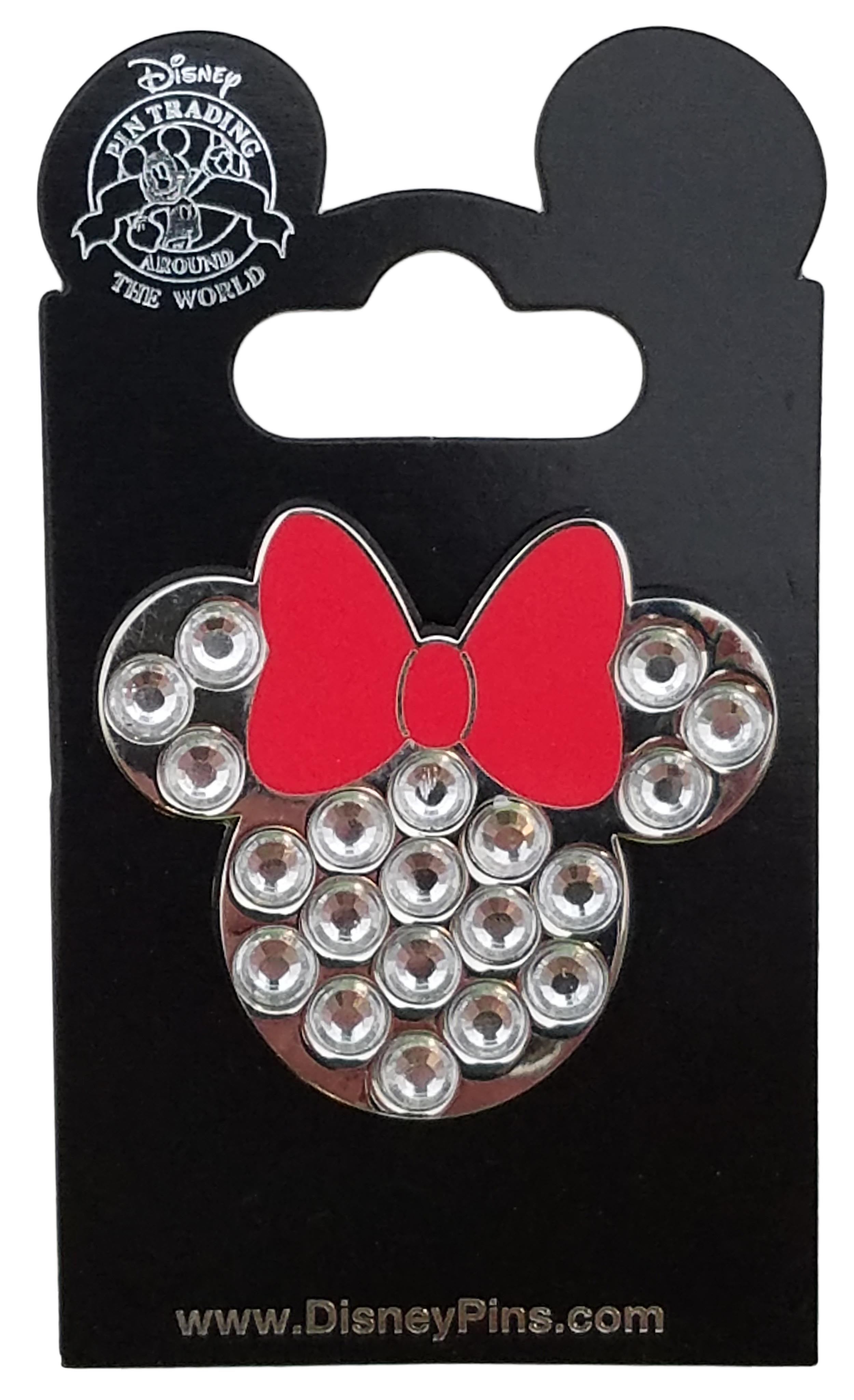 Disney Pin - Minnie Mouse - Jeweled Icon with Red Bow