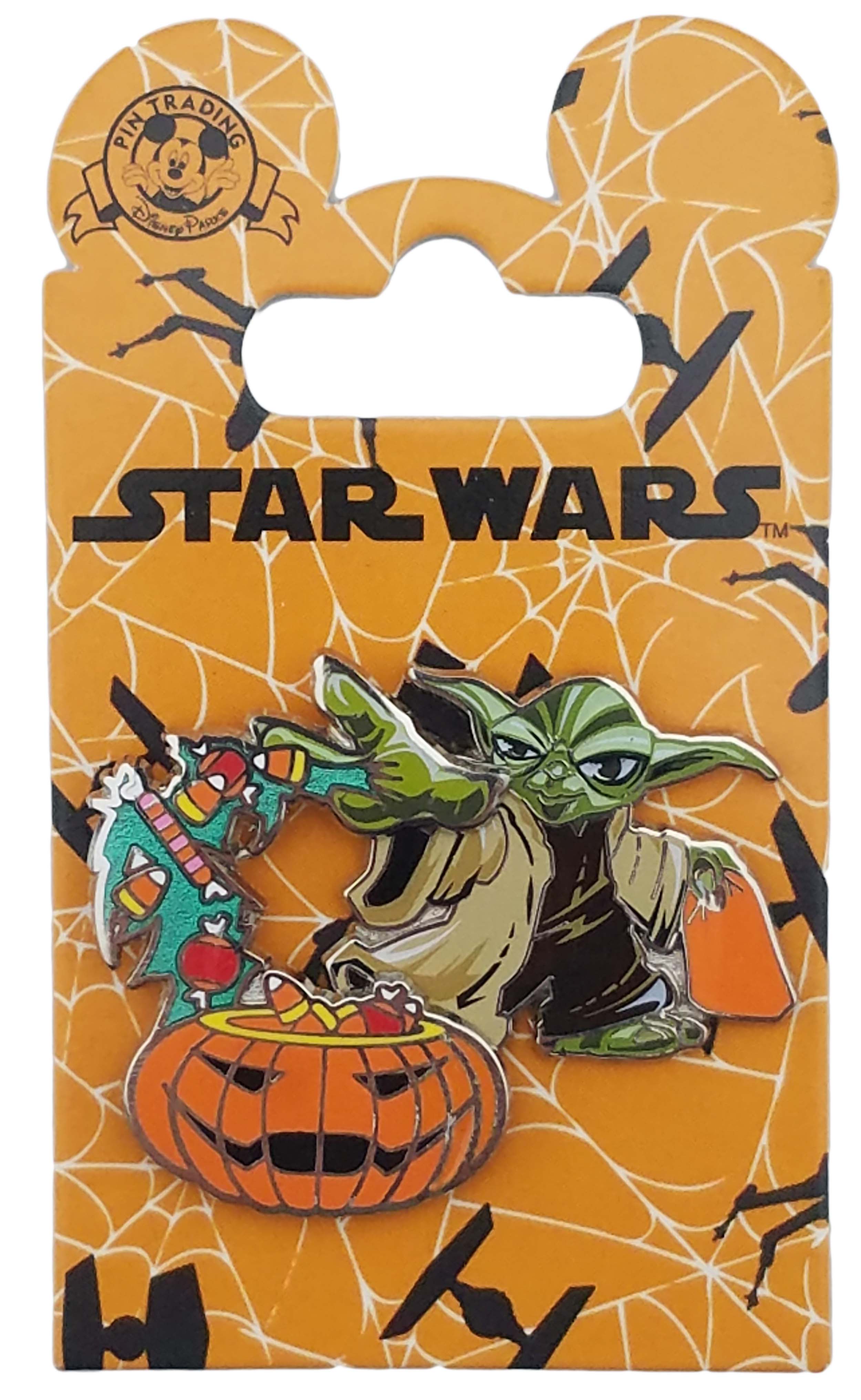 Disney Pin - Happy Halloween 2016 - Star Wars - Yoda and Pumpkin - front view