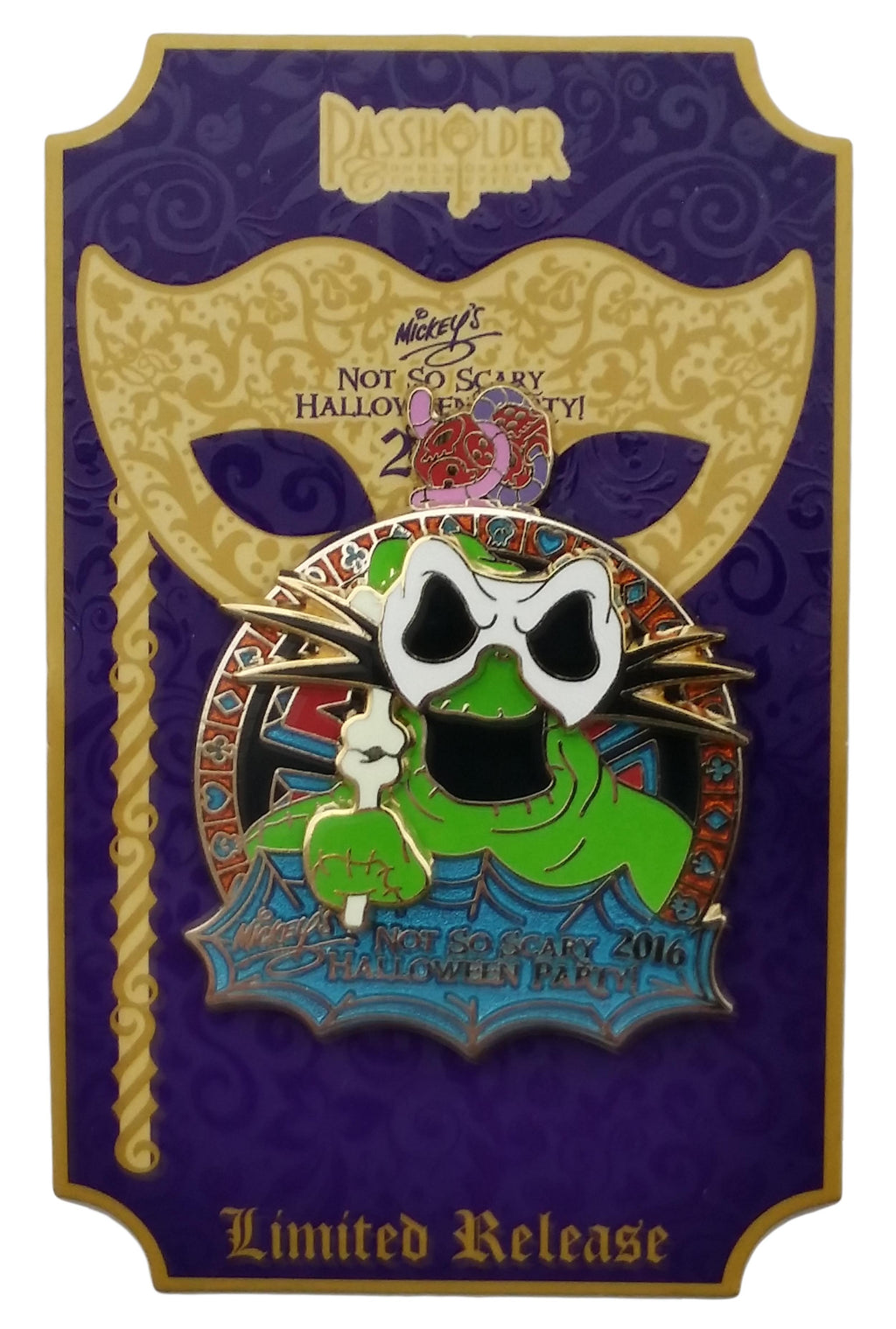 Disney Pin - 2016 MNSSHP - Annual Passholder - Oogie Boogie - Boo to You Slider - front view