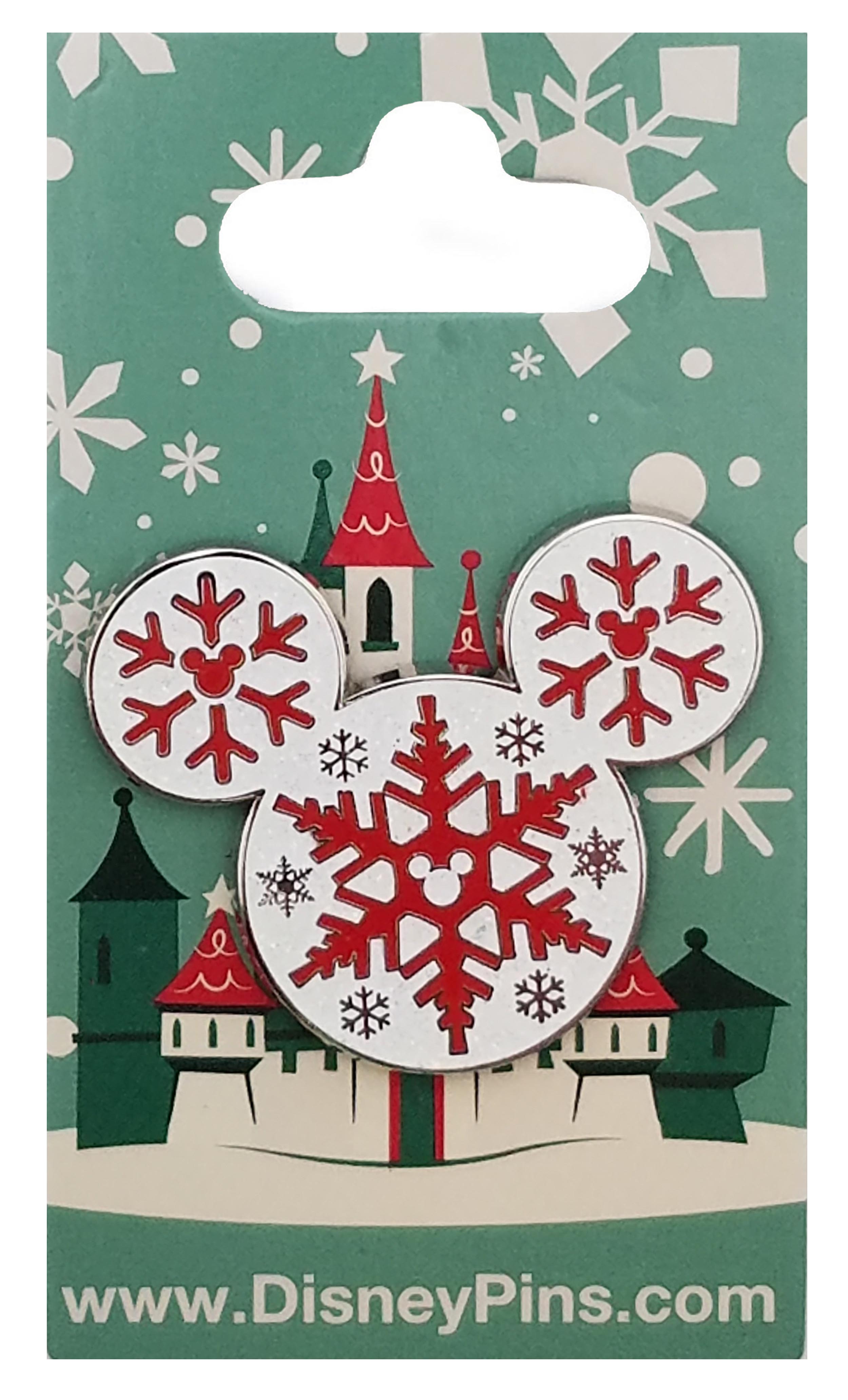Disney Pin - Christmas Holiday 2016 - Mickey Icon - Snowflakes