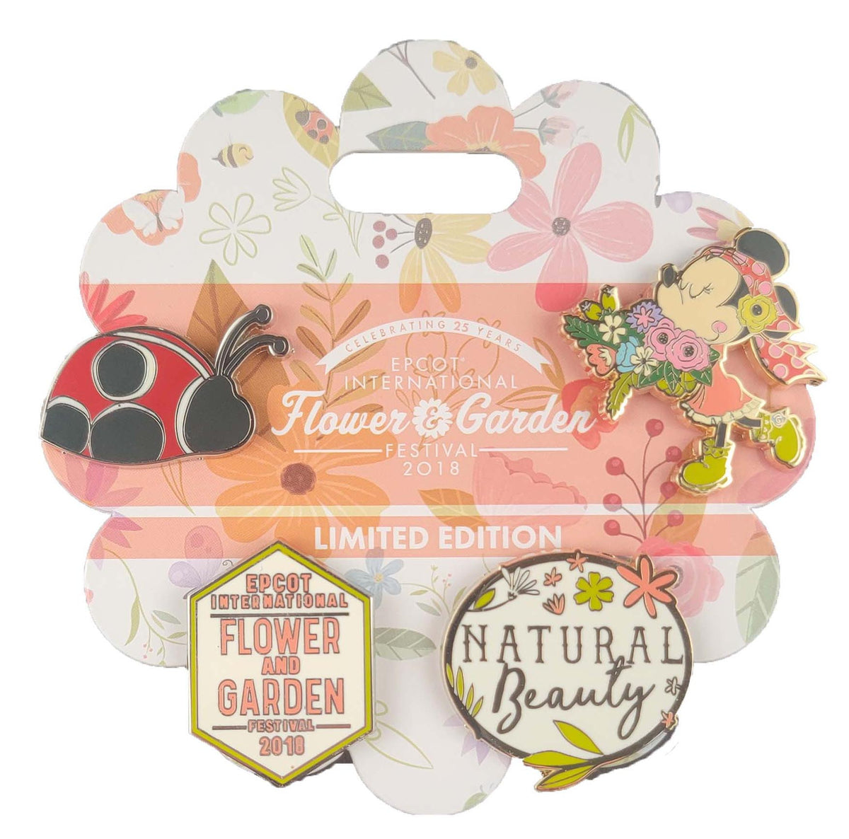 Disney Pin - EPCOT Flower and Garden Festival 2018 - LE 1500 4-Pin Set - front view