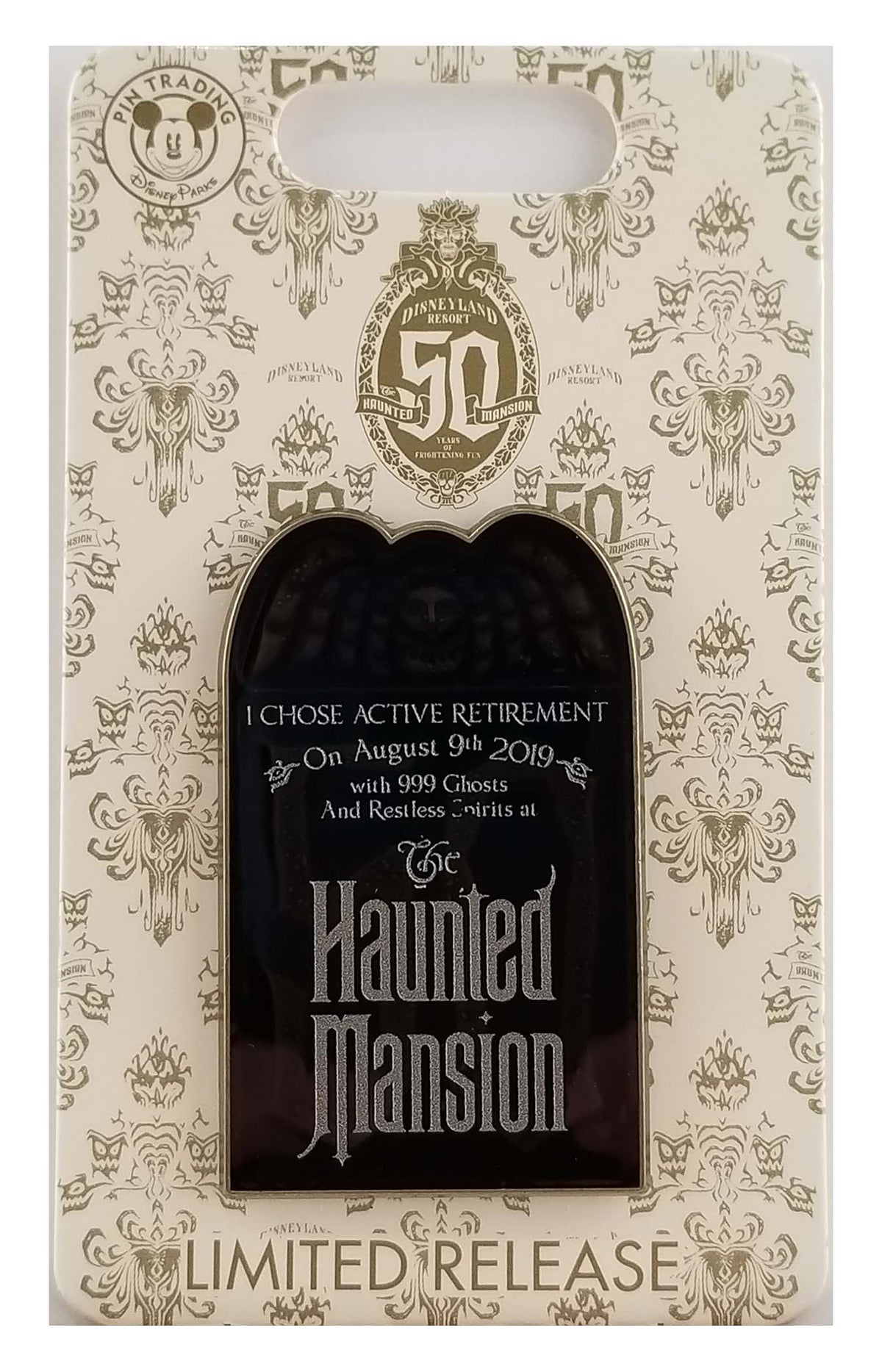 Disney Pin - Haunted Mansion 50th Anniversary Tombstone - Limited Release - front view