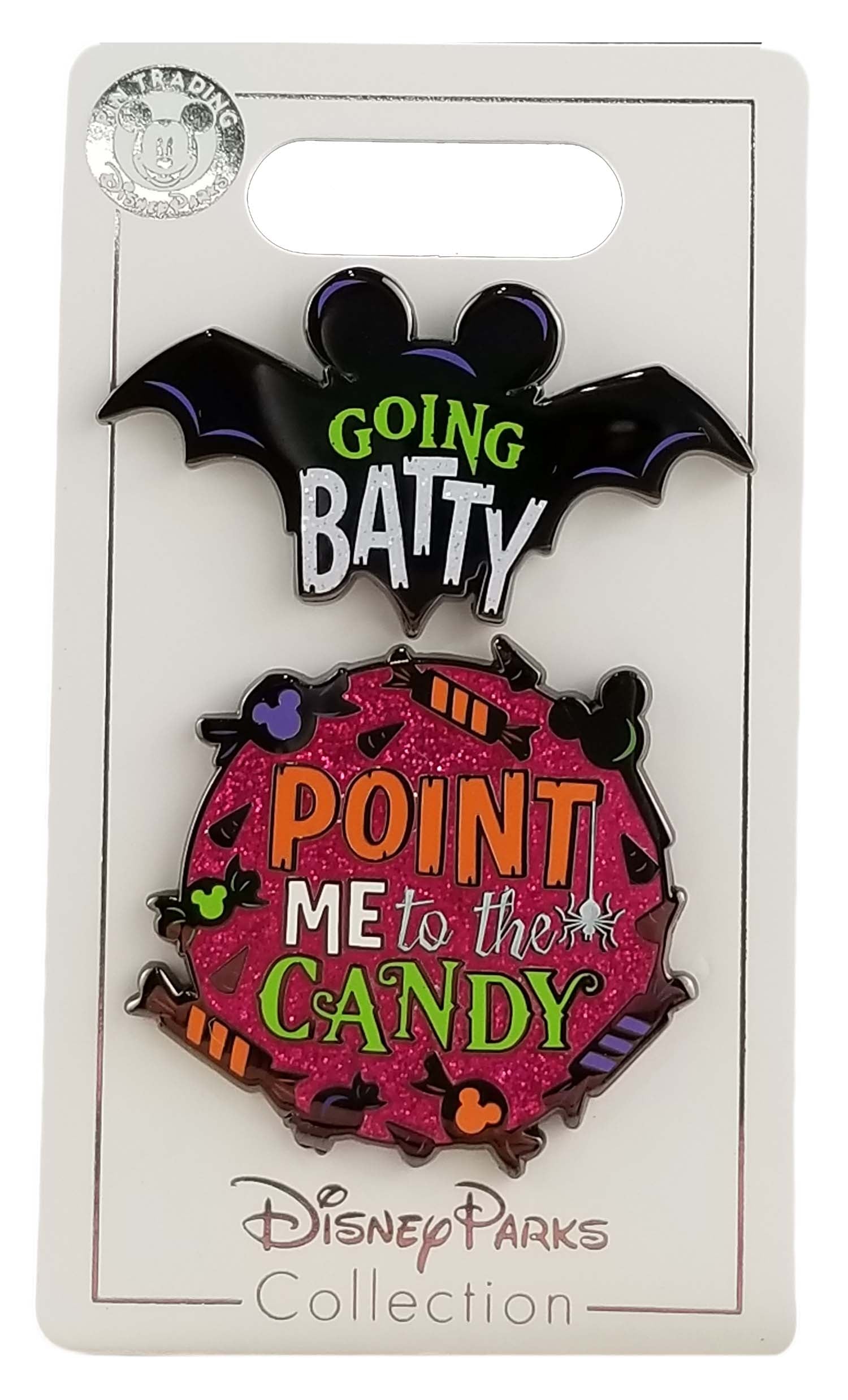 Disney Pin - Happy Halloween 2019 - Going Batty and Point Me to the Candy - 2 Pin Set