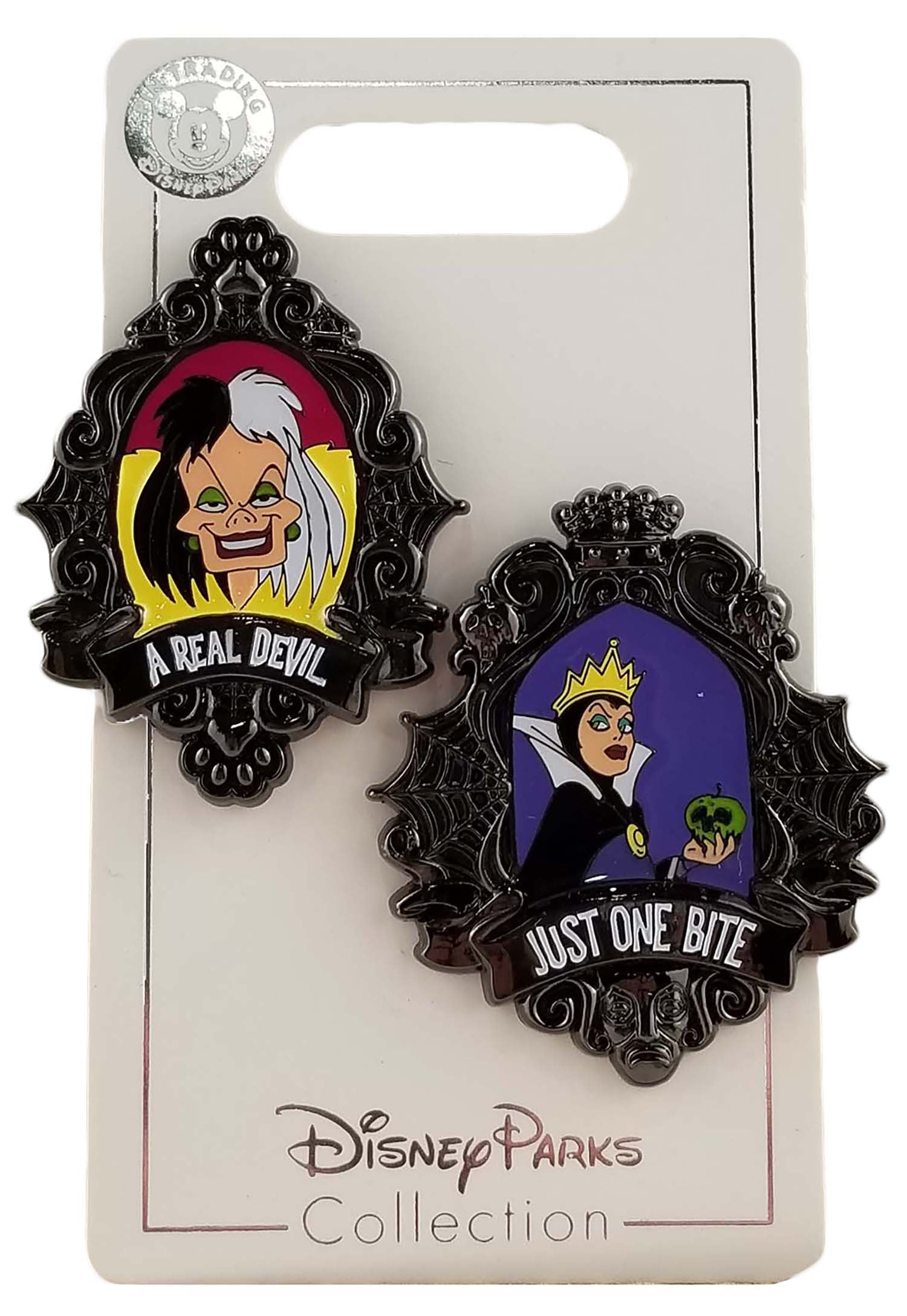 Disney Pin - Halloween 2019 - Evil Queen (Just One Bite) and Cruella De Vil (A Real Devil)