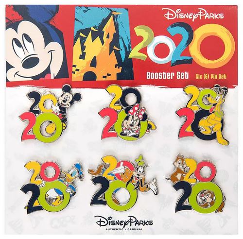 Disney Pin - Booster Set - Dated 2020 Mickey and Friends - 6-Pin Set - front view