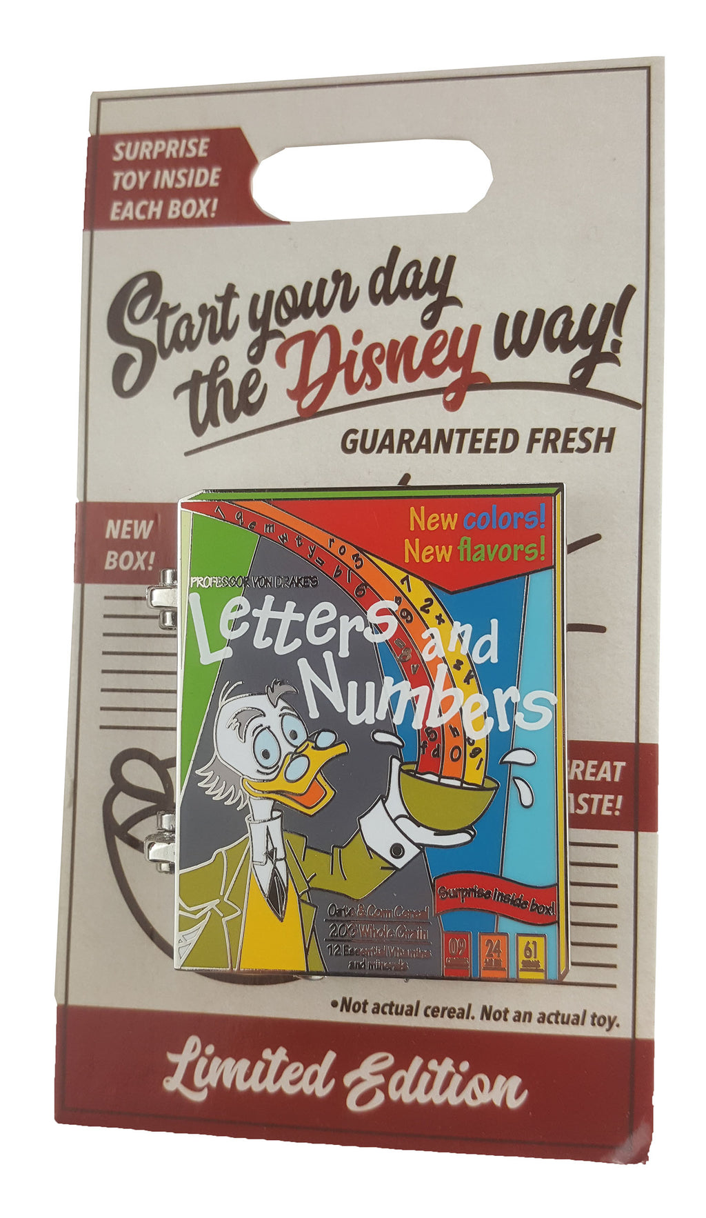 Disney Pin - Cereal Boxes - Professor Von Drake - Letters and Numbers - front view