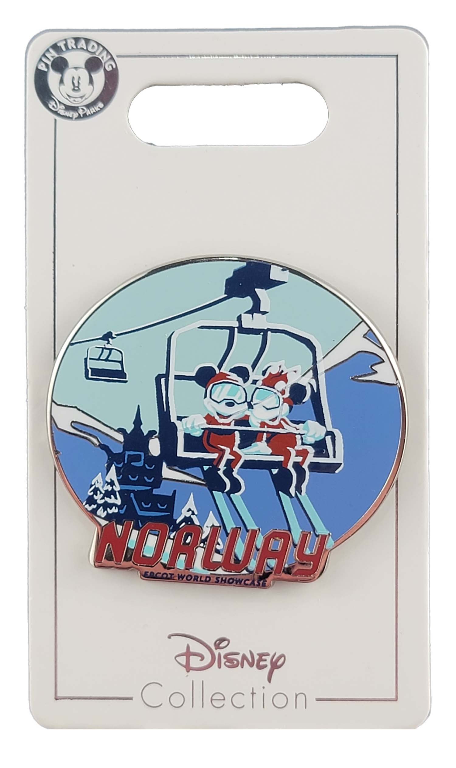 Disney Pin - EPCOT World Showcase - Norway - Mickey and Minnie Mouse - Ski Lift