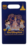 Disney Pin - Walt Disney World - 50th Anniversary - World's Most Magical Celebration - Mickey and Minnie Mouse with Cinderella Castle