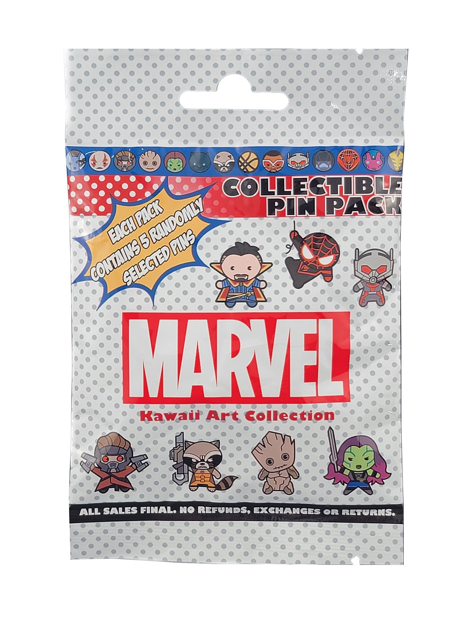 Disney Pin - Marvel Kawaii Art Collection - Series 2 - Mystery Pouch - 5 Pins