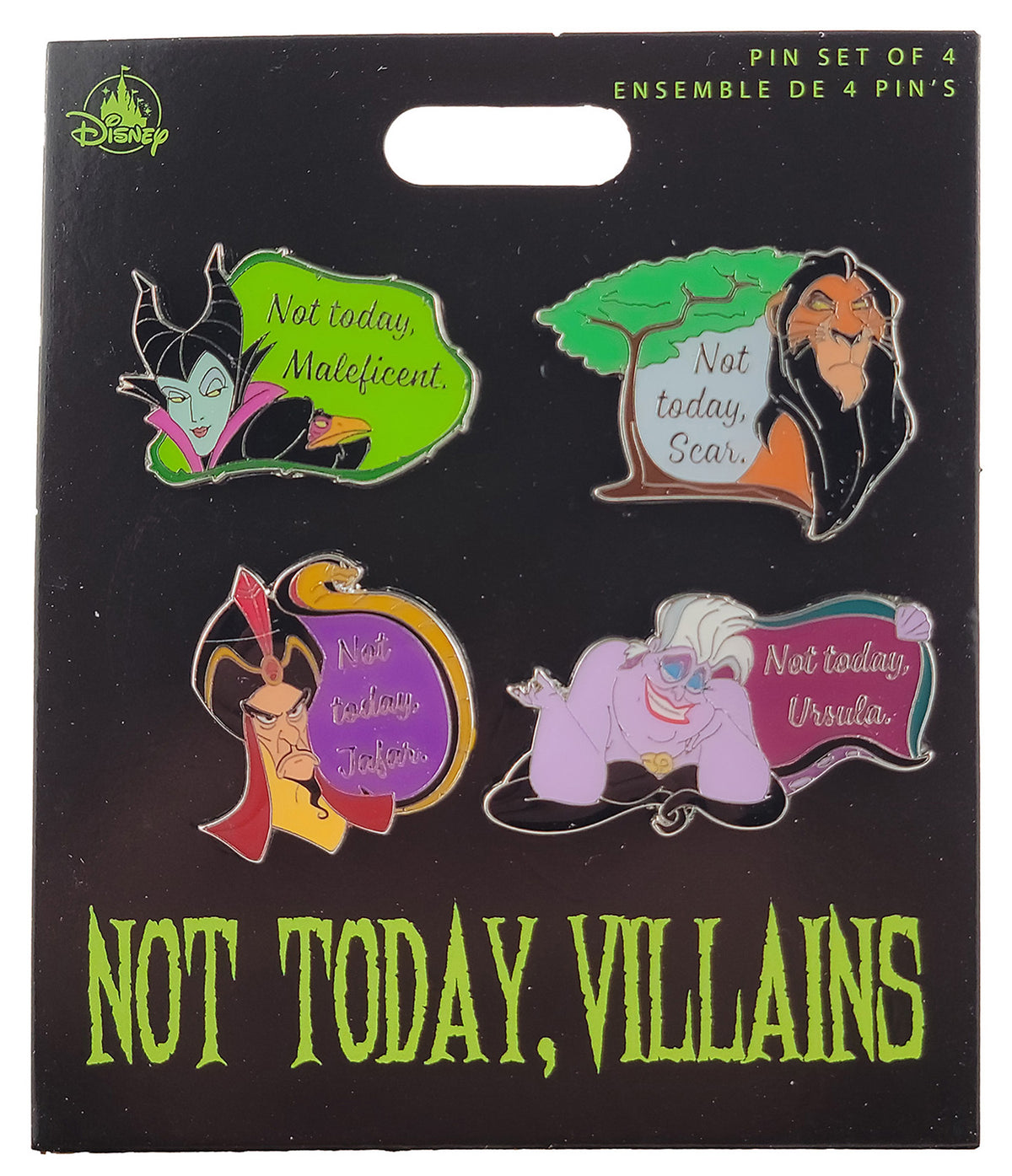 Disney Pin - Disney Villains Not Today Flair - 4-Pin Set - front view