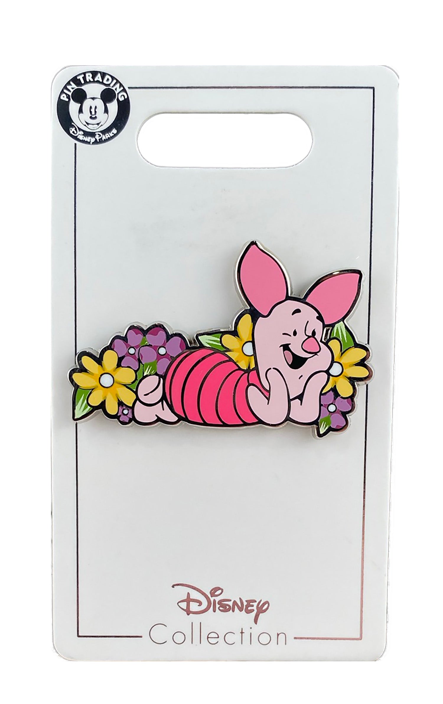 Disney Pin - Winnie the Pooh - Piglet - Laying with Flowers