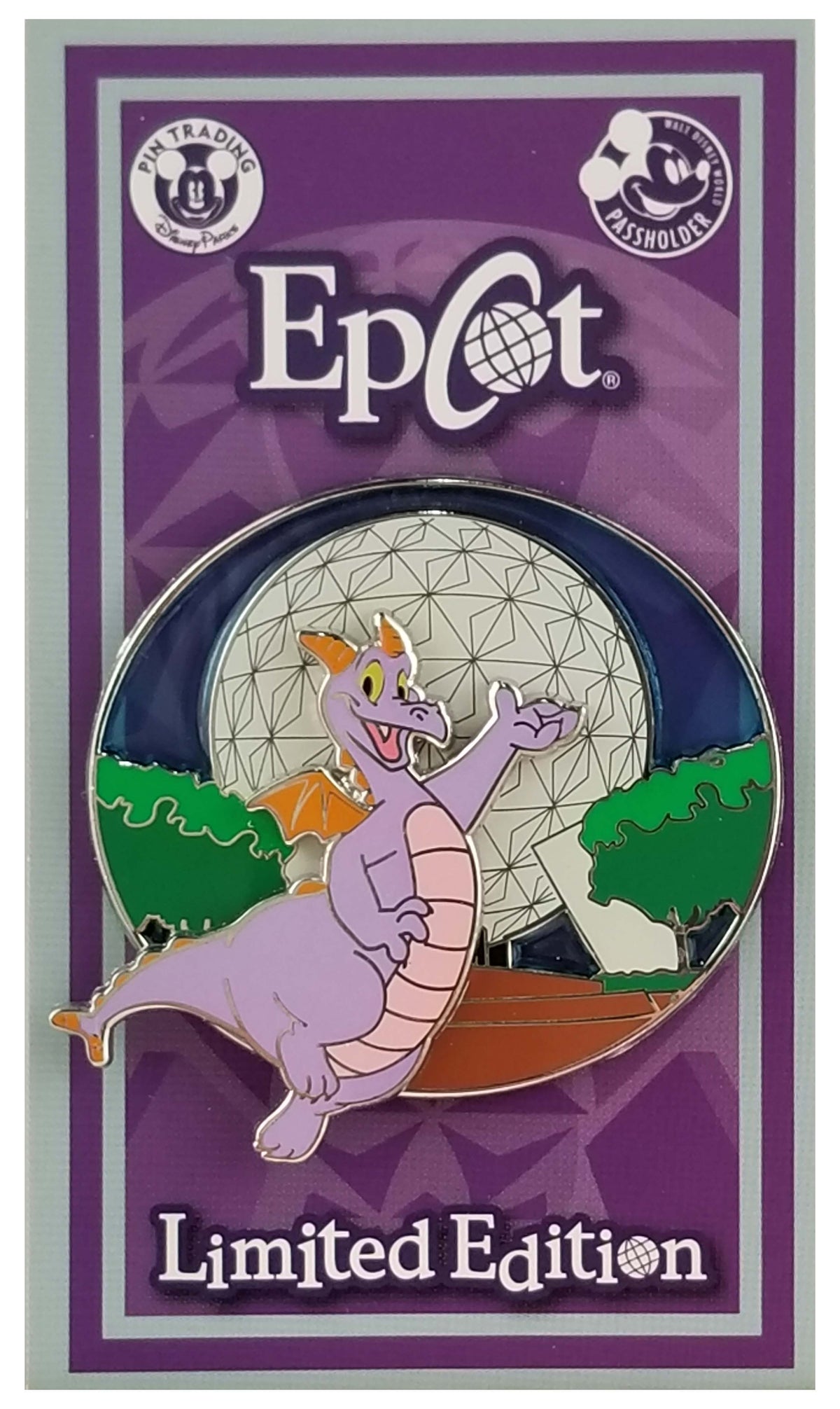 Disney Pin - 2020 Passholder - Figment at Spaceship Earth - front view