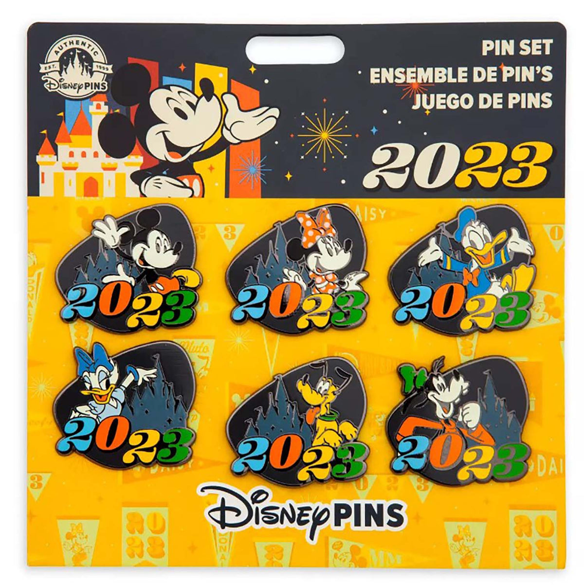 Disney Pin - Booster Set - Dated 2023 Mickey and Friends - 6-Pin Set - front view