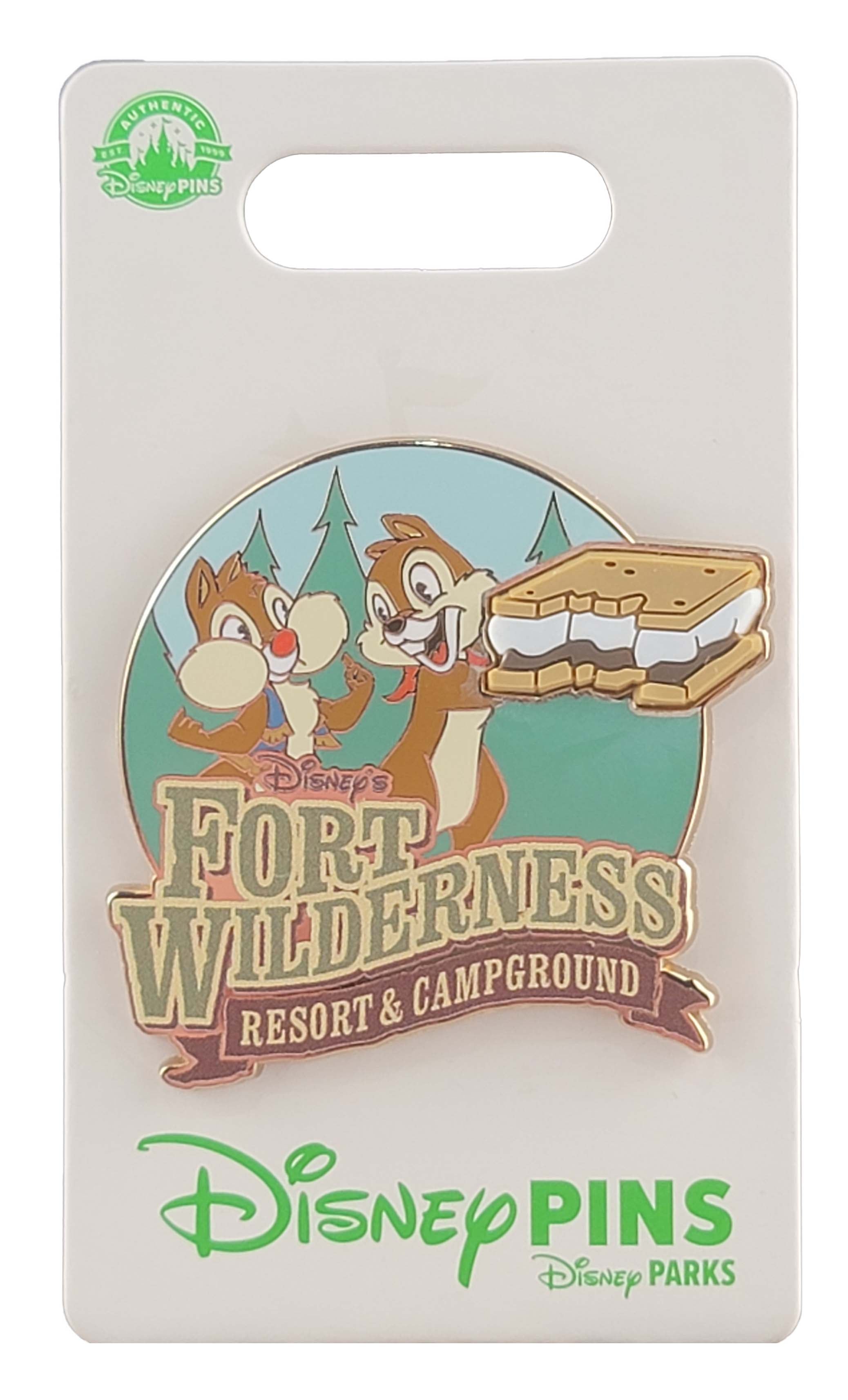 Disney Pin - Fort Wilderness Resort and Campground - Chip and Dale - Eating a Smores