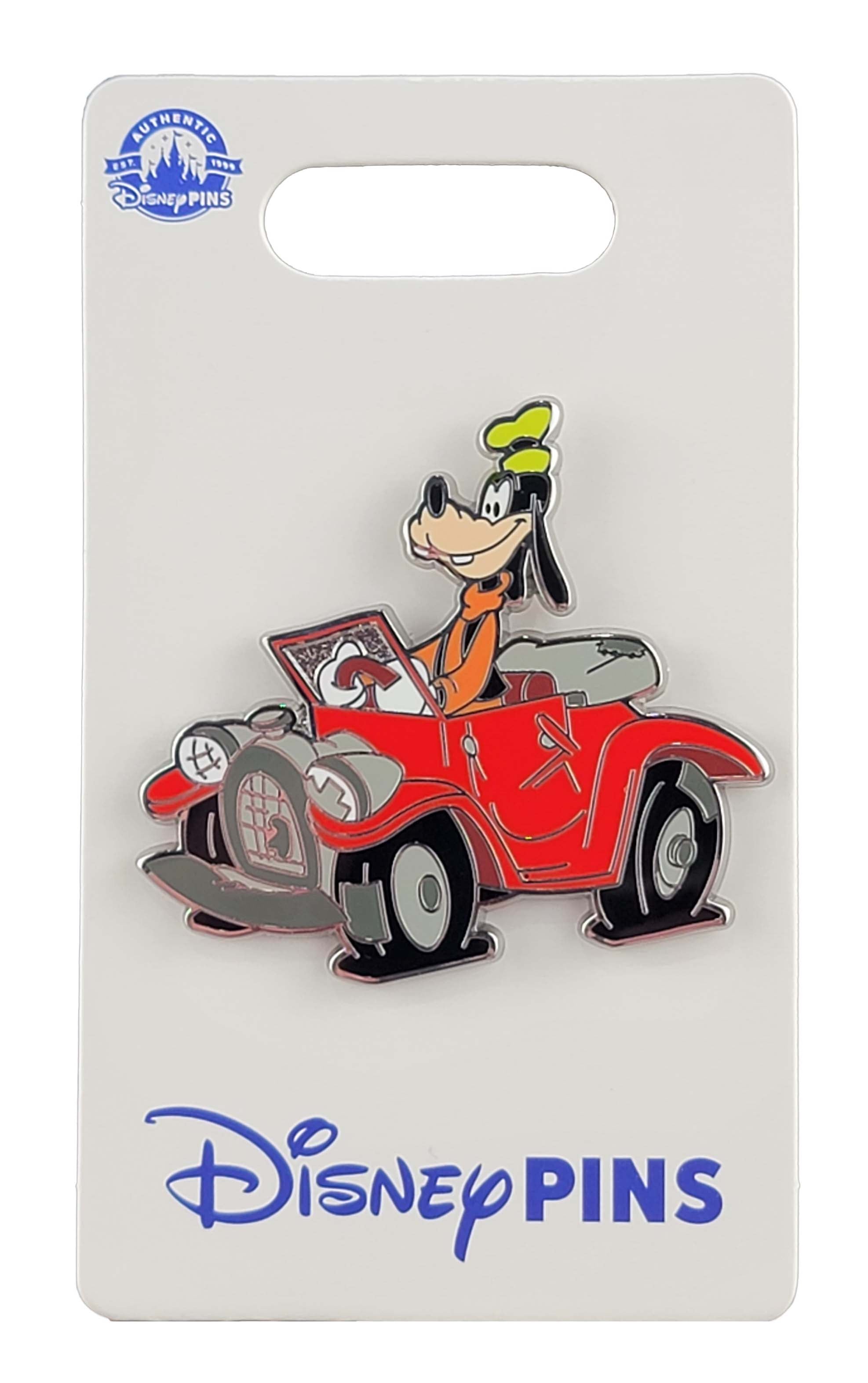 Disney Pin - Goofy - Driving - Red Car with Flat Tires