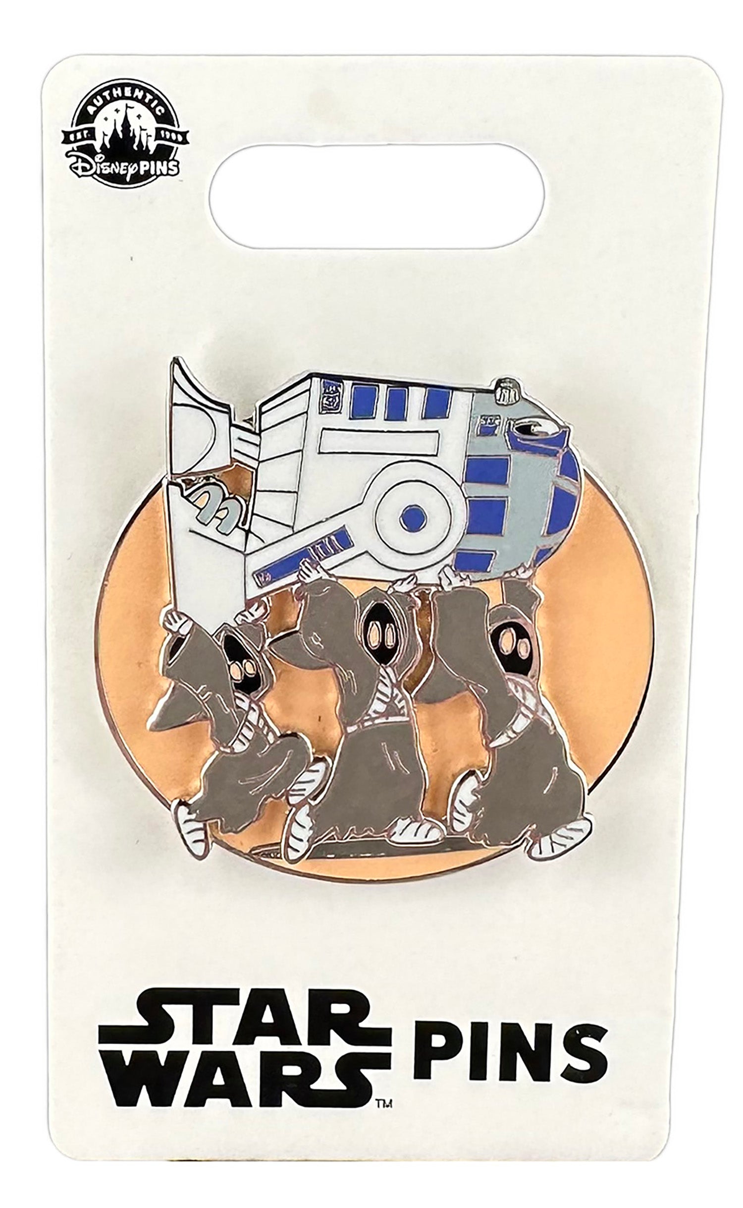 Disney Pin - Star Wars - A New Hope - Cartoon Style - Jawas Carrying Droid R2-D2 - front view