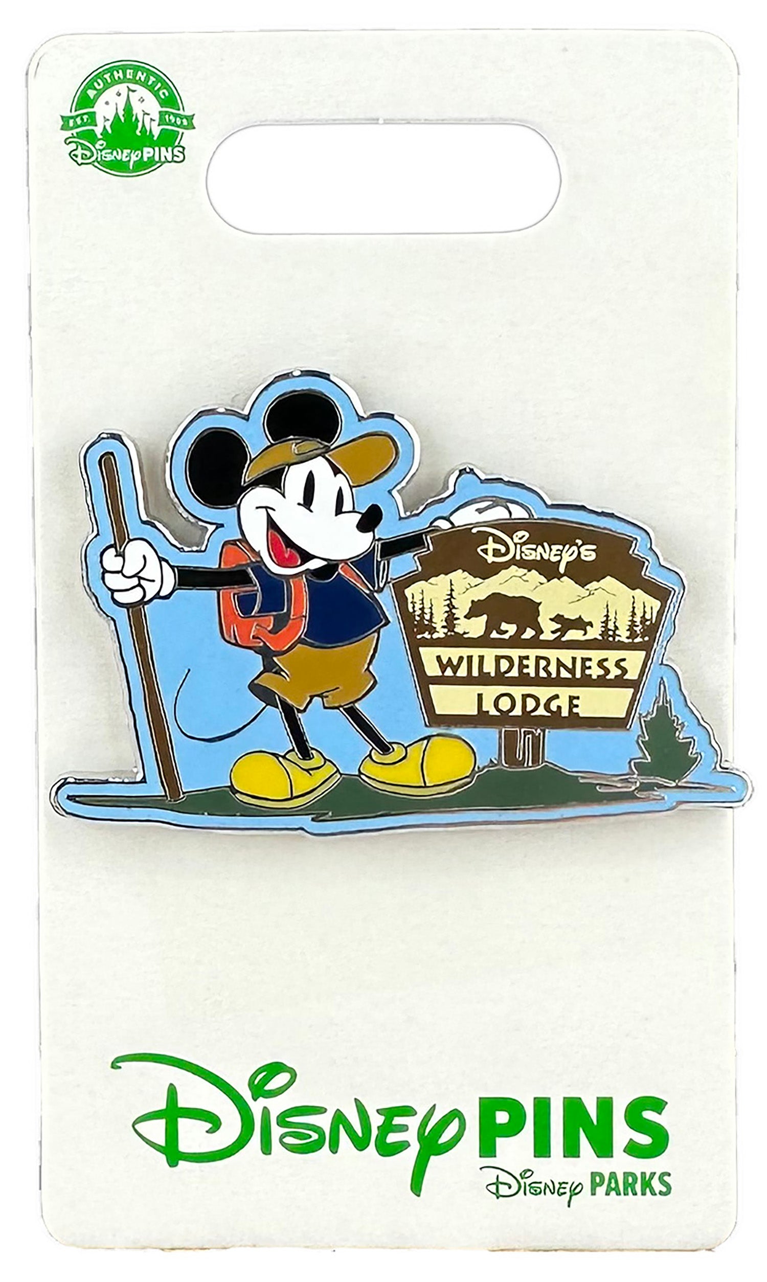 Disney Pin - Wilderness Lodge - Mickey Mosue Hiking - Sign