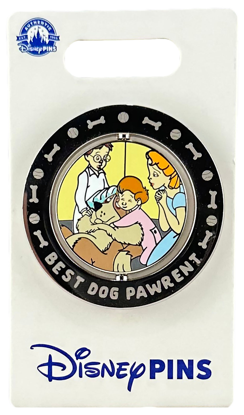 Disney Pin - Nana, Wendy, Michael and John - Peter Pan - Best Dog Pawrent - Spinner, view 2