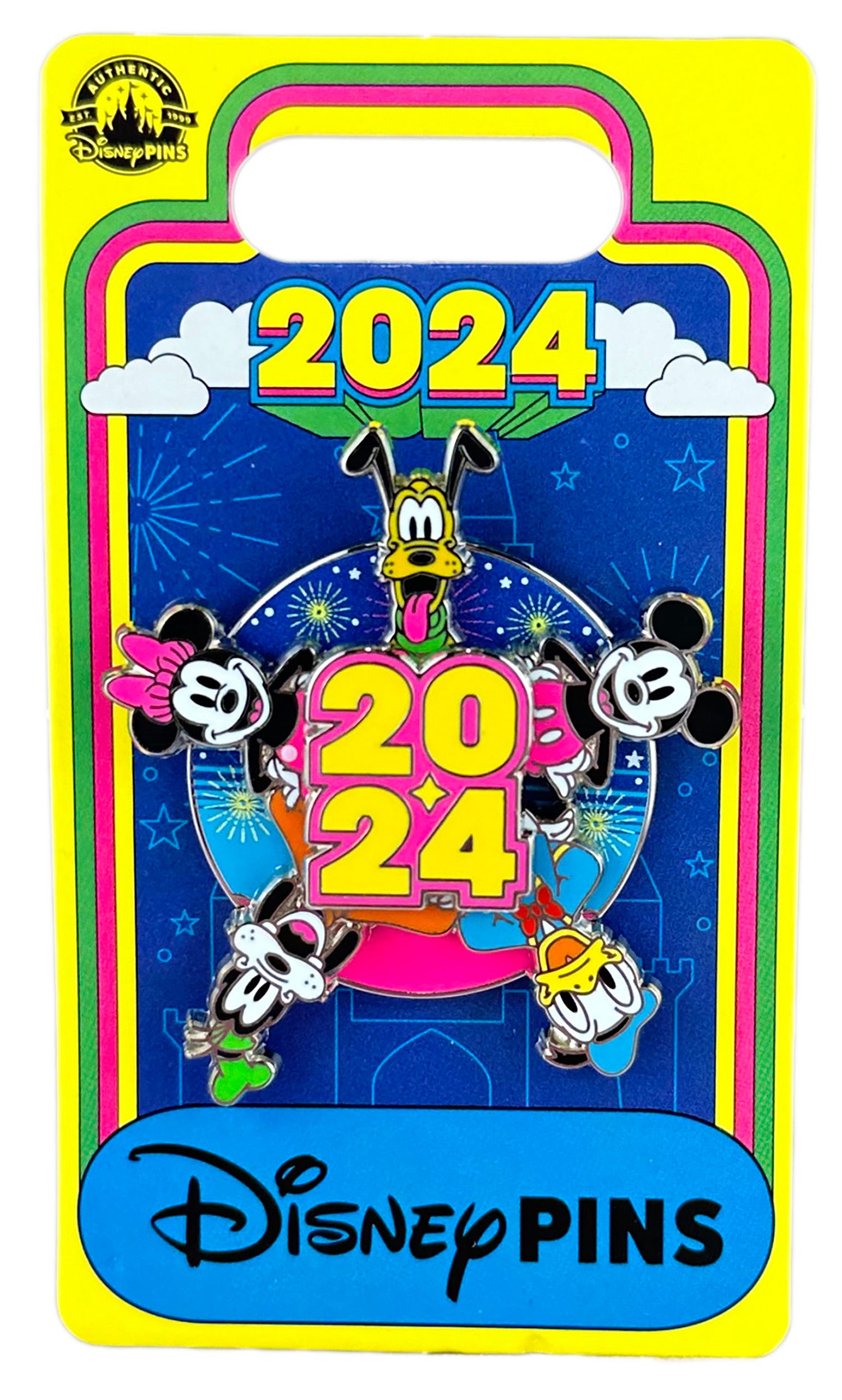 Disney Pin - Disney Wold - Dated 2024 Spinner - Mickey, Minnie, Donald, Pluto and Goofy