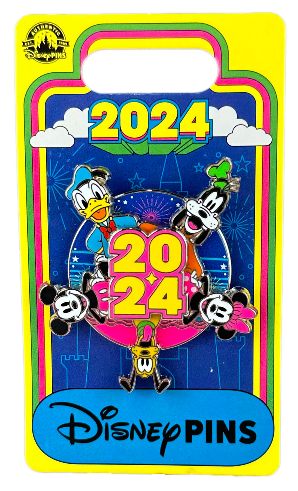 Disney Pin - Disney Wold - Dated 2024 Spinner - Mickey, Minnie, Donald, Pluto and Goofy