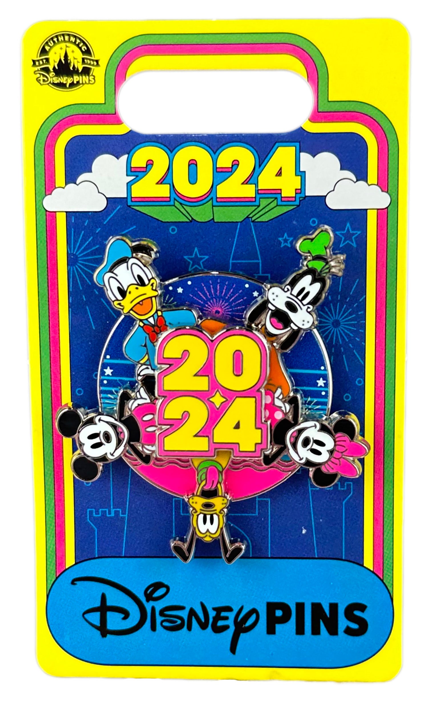 Disney Pin - Disney Wold - Dated 2024 Spinner - Mickey, Minnie, Donald, Pluto and Goofy