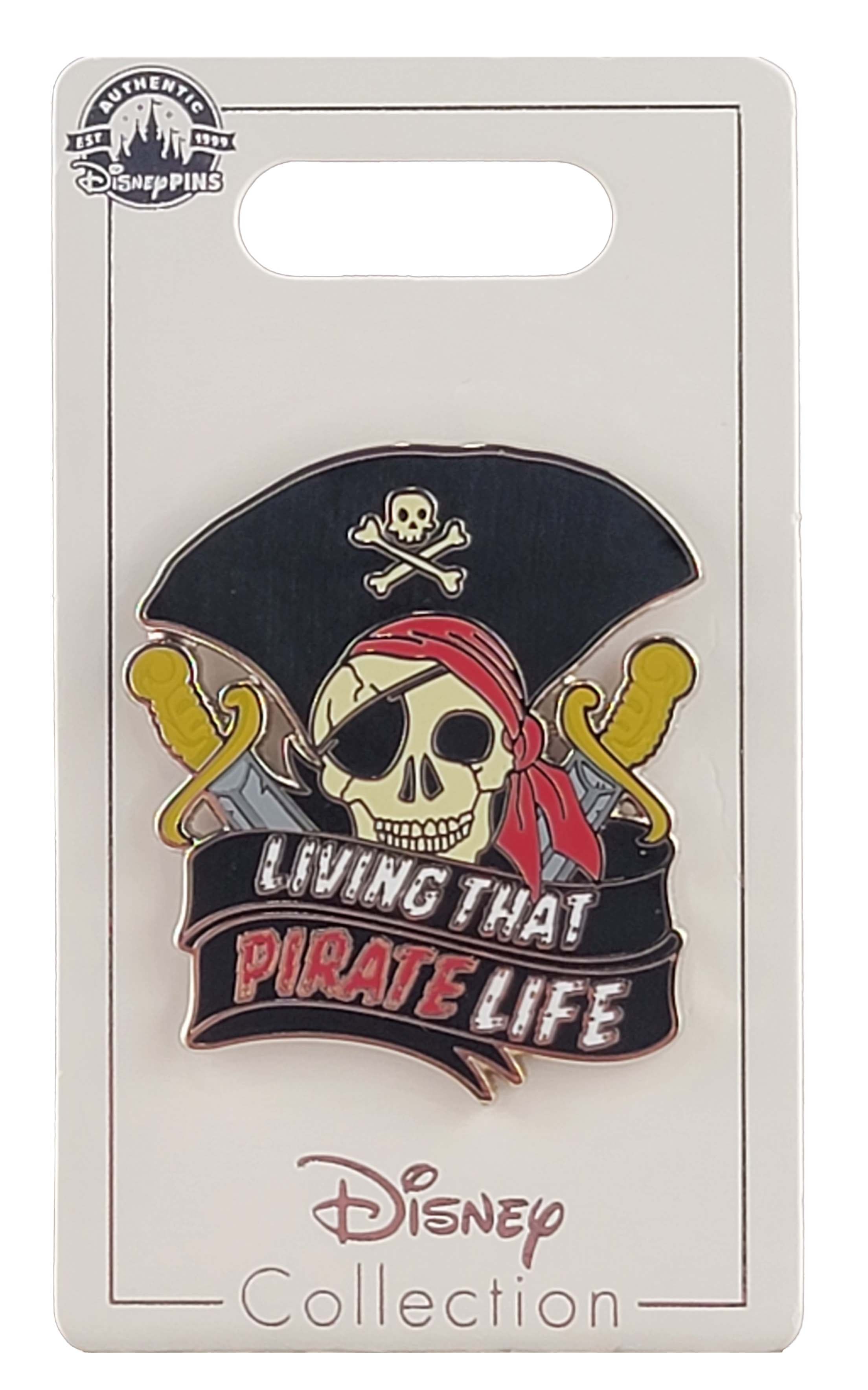Disney Pin - Pirates of the Caribbean - Skull - Living That Pirate Life - front view