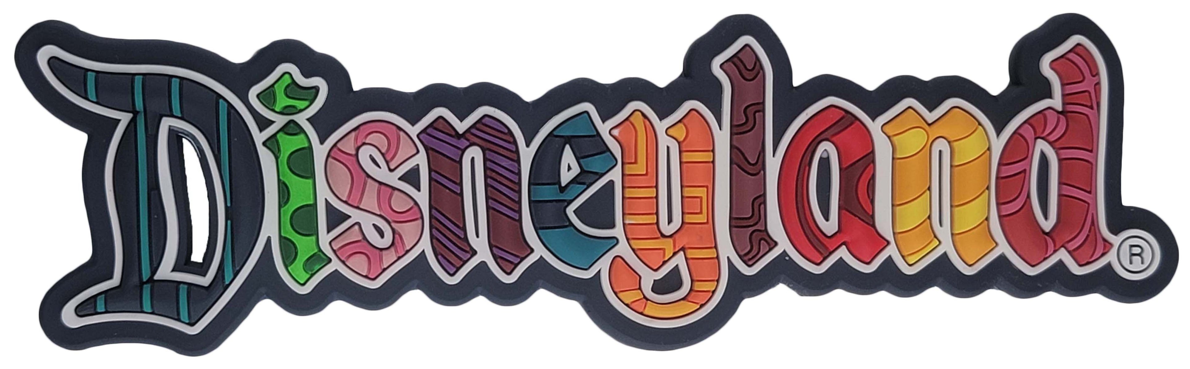 Disneyland Magnet - DLR - Soft Touch - Colorful Letters - Stripes and Patterns - front view