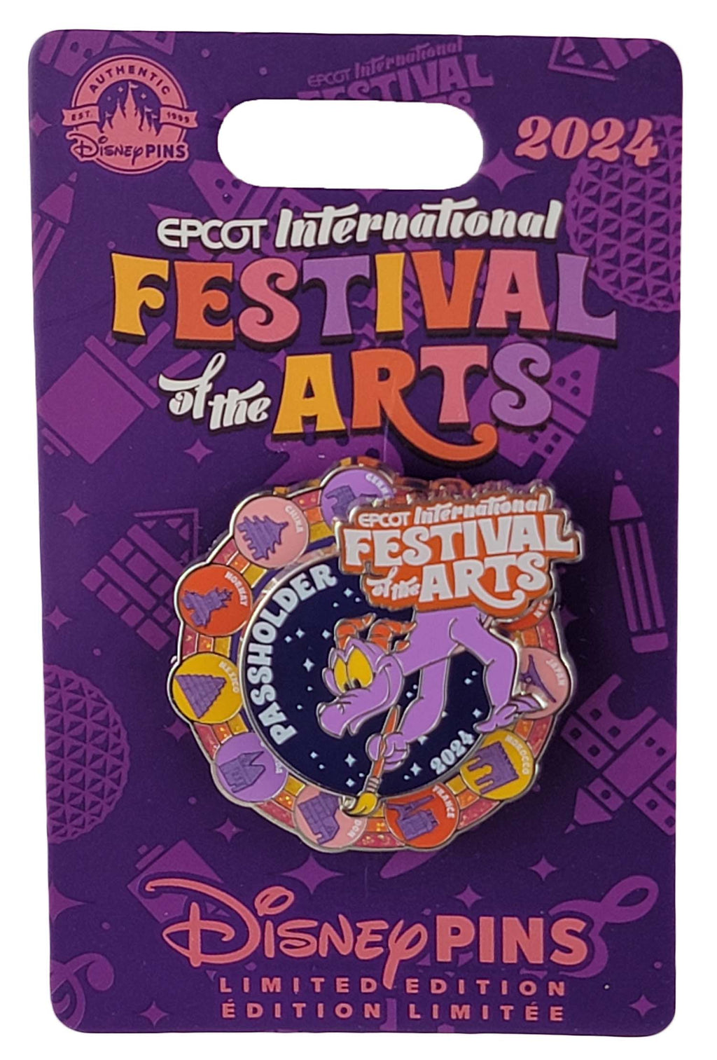 Disney Pin - Figment - EPCOT Festival of the Arts 2024 - Passholder Spinner, view 2