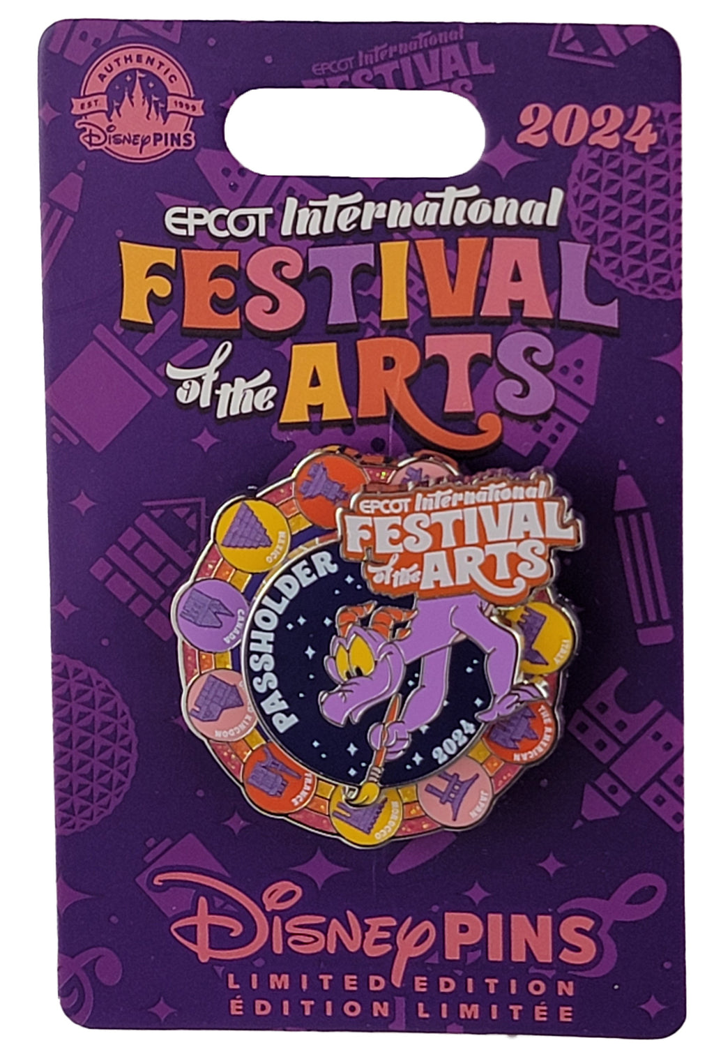 Disney Pin - Figment - EPCOT Festival of the Arts 2024 - Passholder Spinner, view 3