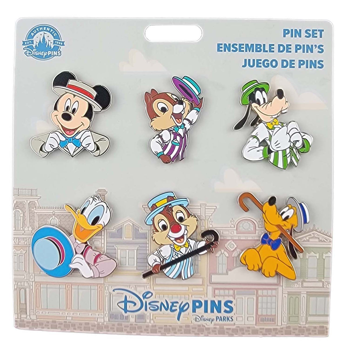 Disney Pin - Booster Set - Dapper Mickey and Friends - 6-Pin Set - front view