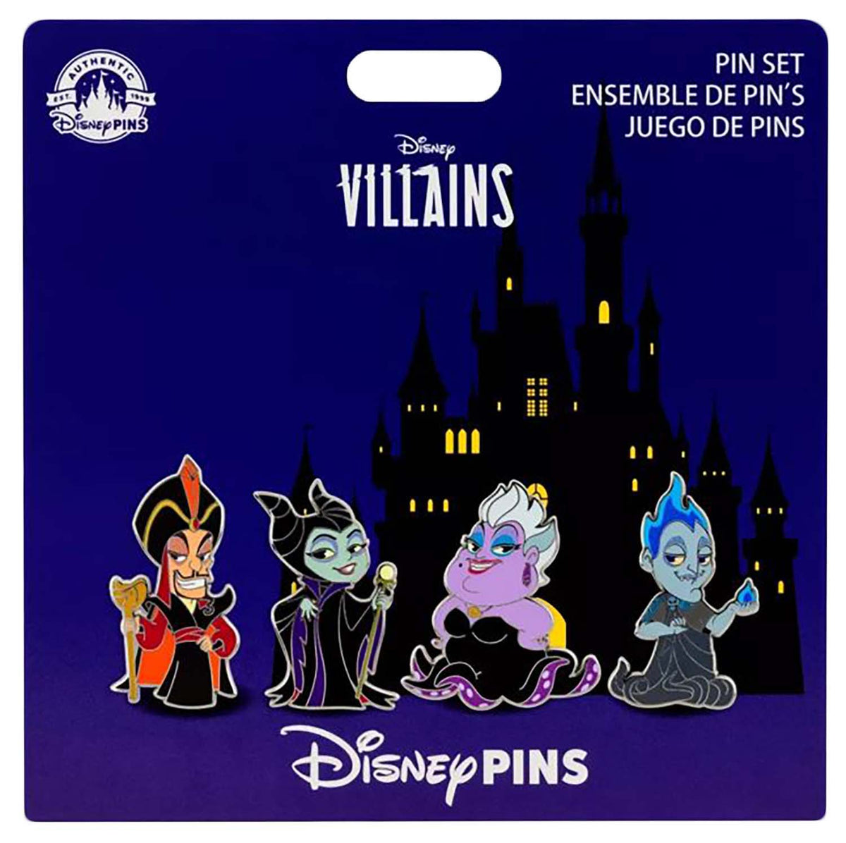 Disney Pin - Booster Set - Disney Villains Chibi Characters - 4-Pin Set - front view