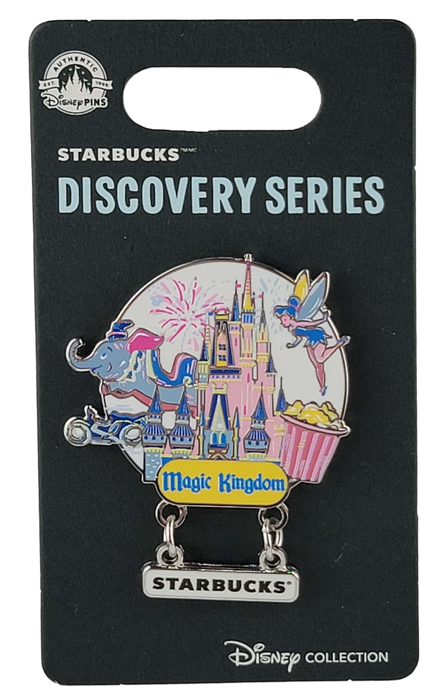 Disney Pin - Starbucks Discovery - Magic Kingdom - Castle - Dumbo Ride - Tinker Bell - Tron - Dangle